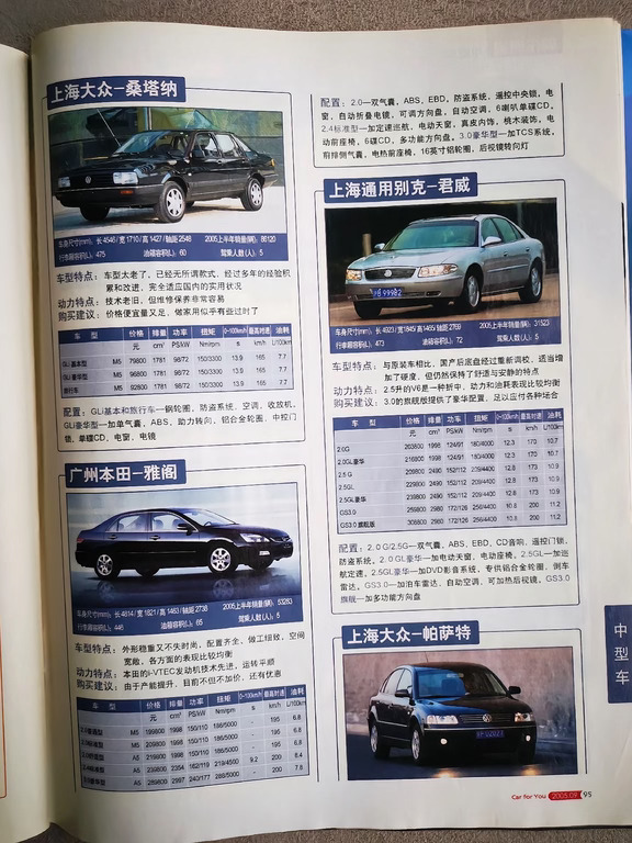 2005年汽车驾驶员杂志中的中型车
