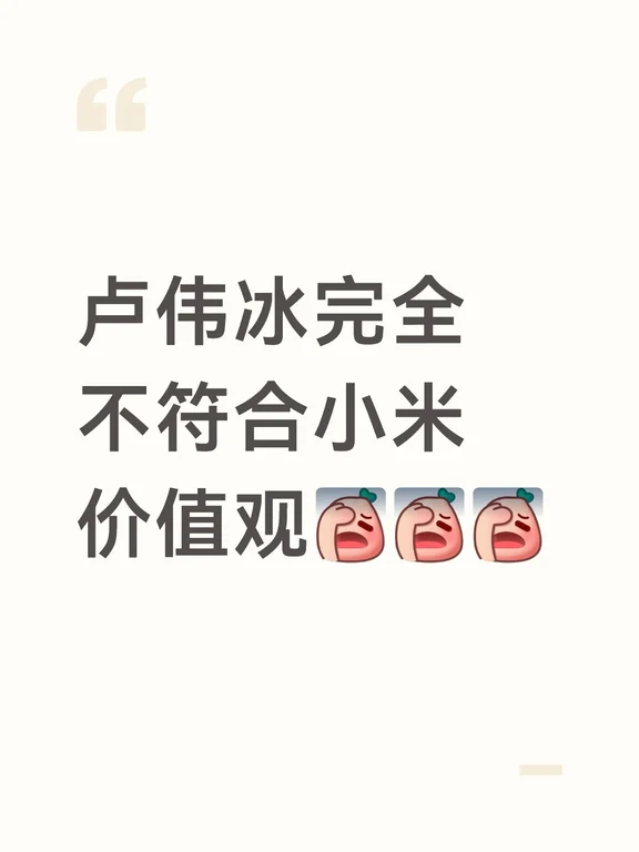 卢伟冰完全不符合小米价值观