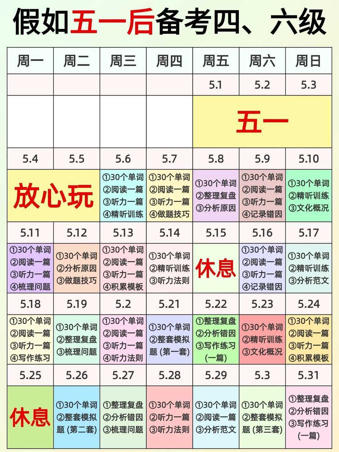 五月才开始备考四级？这份保姆级计划请收好
