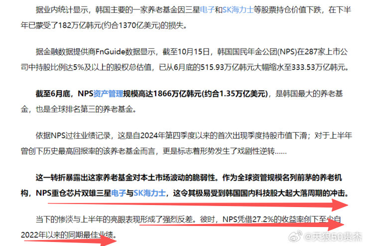 跌的韩国的养老基金也有点扛不住了 ​