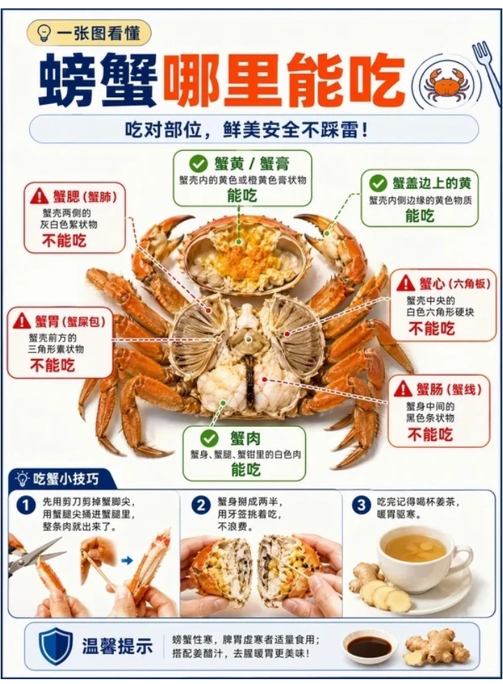 中秋吃“大闸蟹”一张图，记住三吃三不吃