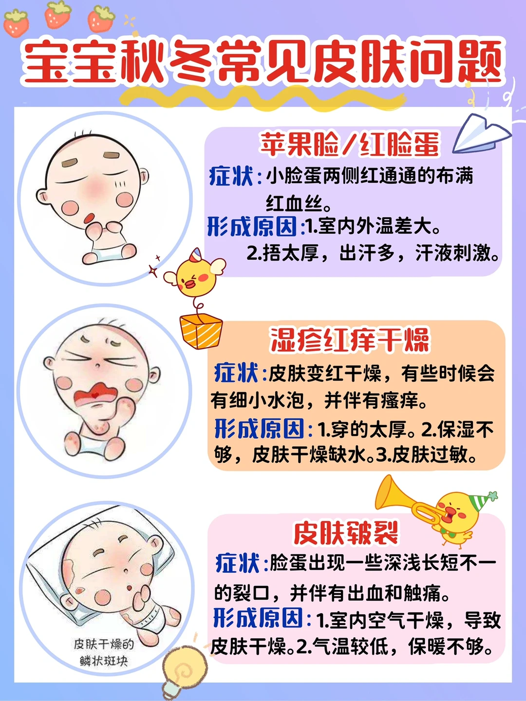宝宝秋冬常见的皮肤问题+如何护理‼️