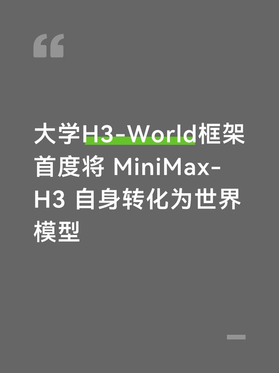 MiniMax-H3 自身转化为世界模型