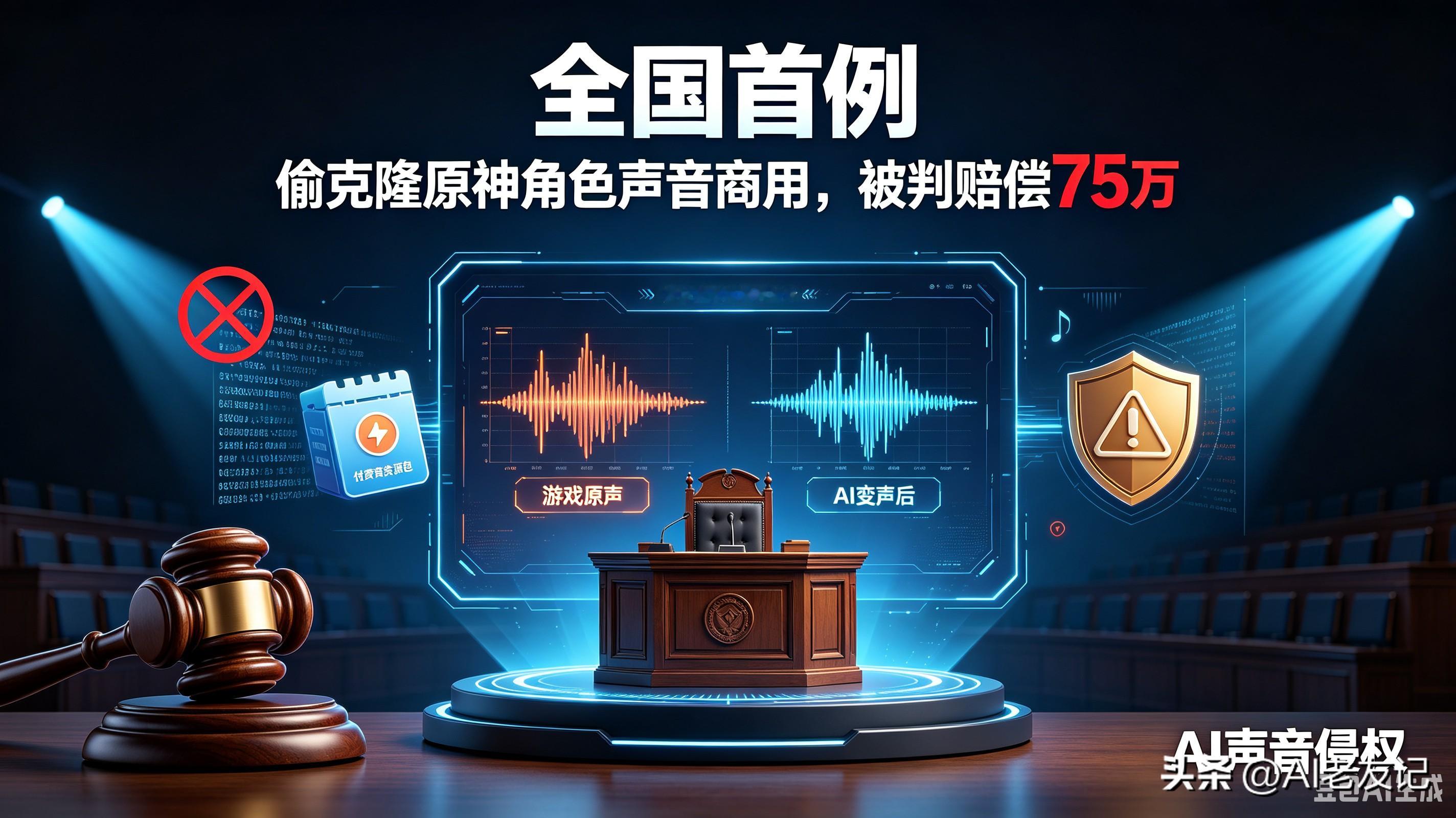 全国首例！偷克隆原神角色声音商用，被判赔偿75万

你玩游戏听过的角色声音，可能被人偷去卖钱了。

9月10日消息，上海浦东新区法院宣判了一起AI声音仿冒案——一款变声软件偷了《原神》63个角色的声音，做成付费资源包卖给用户用。最后法院判赔75万元。

这是上海首例涉AI声音仿冒的不正当竞争案。案子