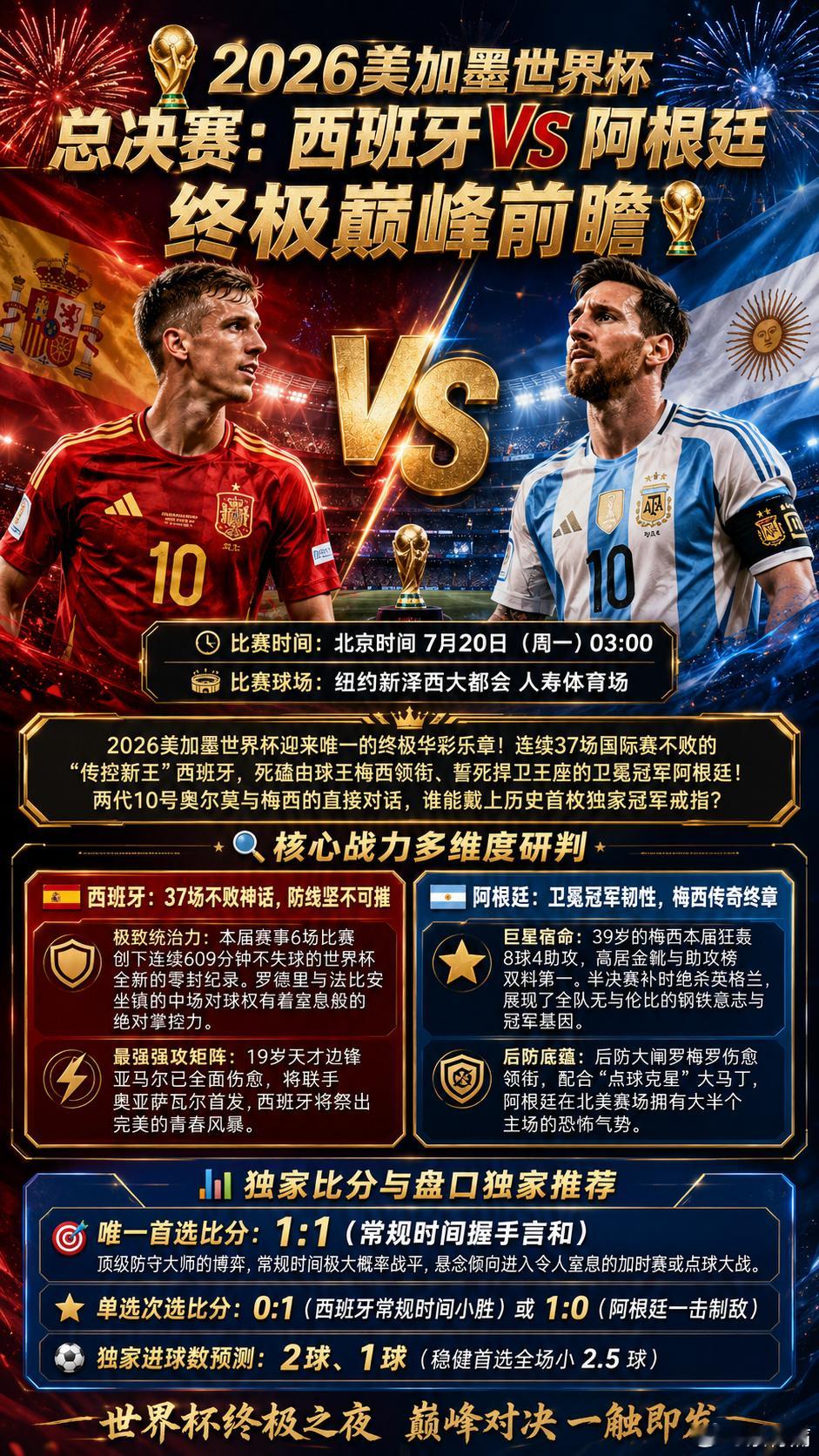 🏆2026美加墨世界杯总决赛：西班牙 VS 阿根廷 终极巅峰前瞻🏆...