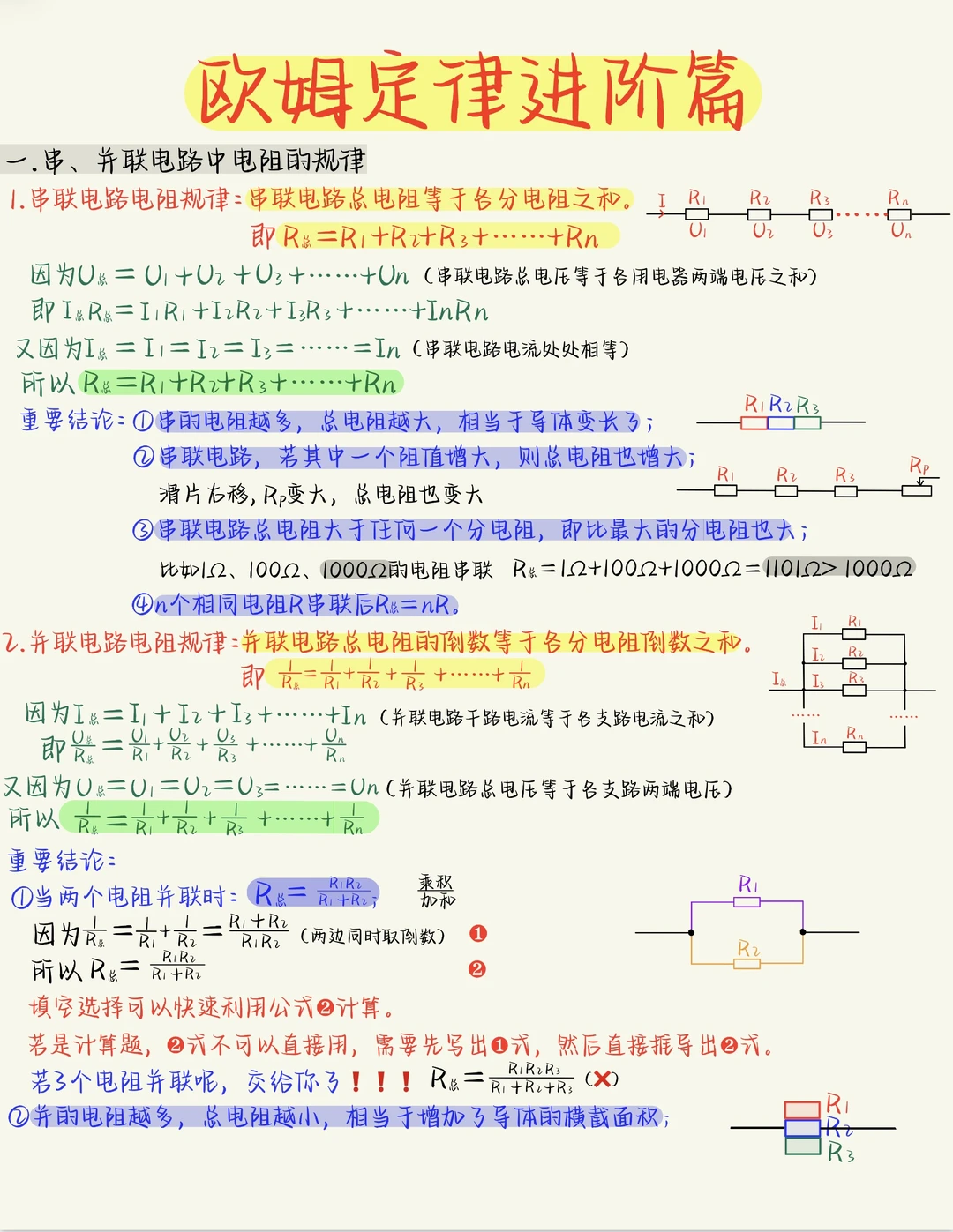 欧姆定律高级进阶篇：串联分压，并联分流