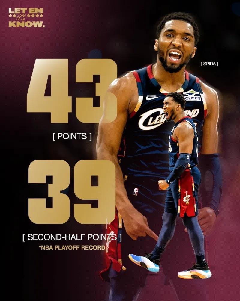 【🏀米切尔无敌模式启动，下半场狂砍39分改写命运💥】  NBA季后...