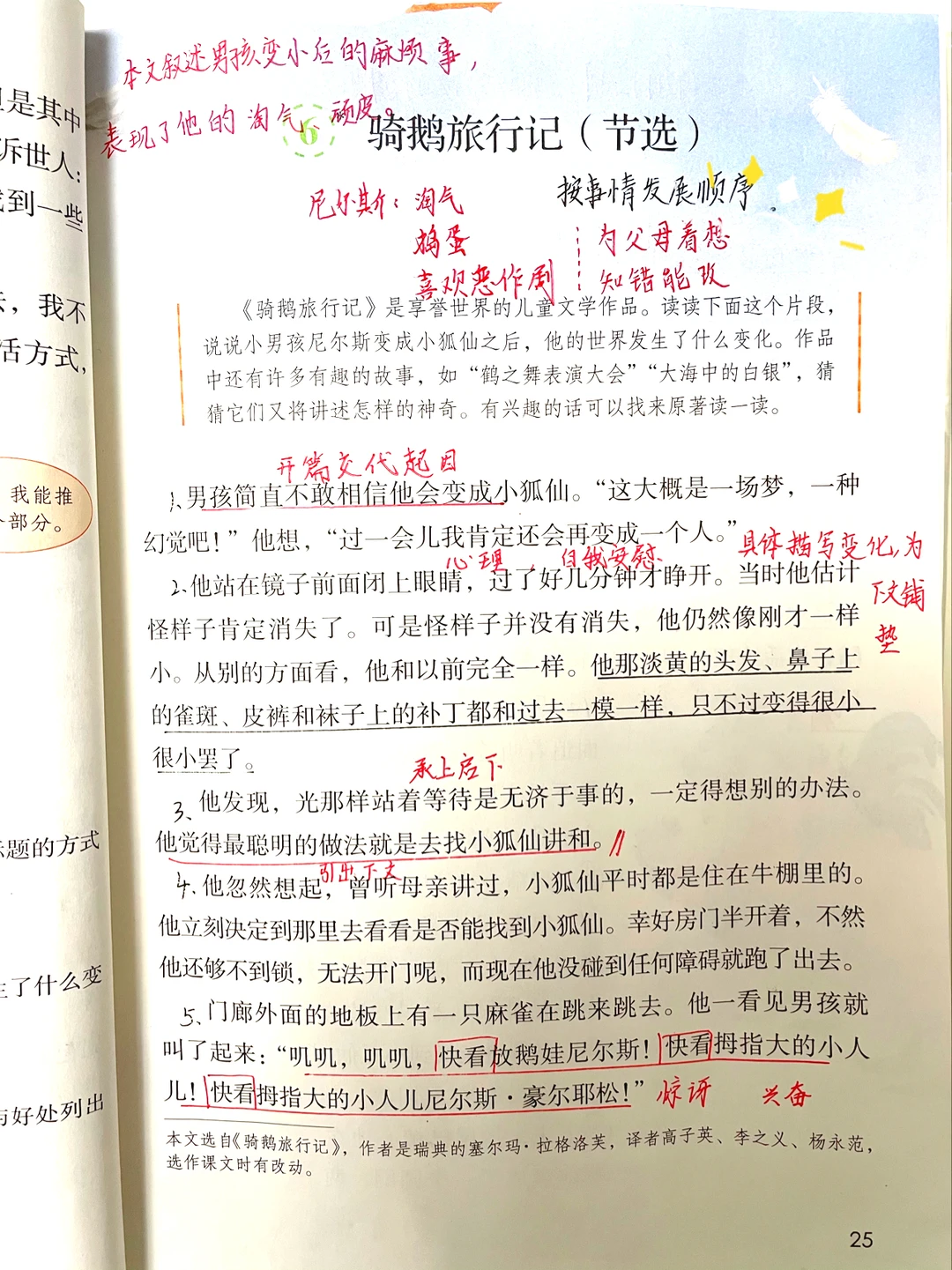『语文』六下《骑鹅旅行记》节选