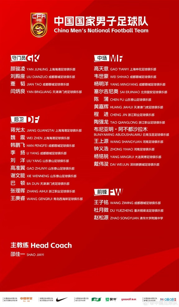 国足30人大名单大换血：35岁武磊落选