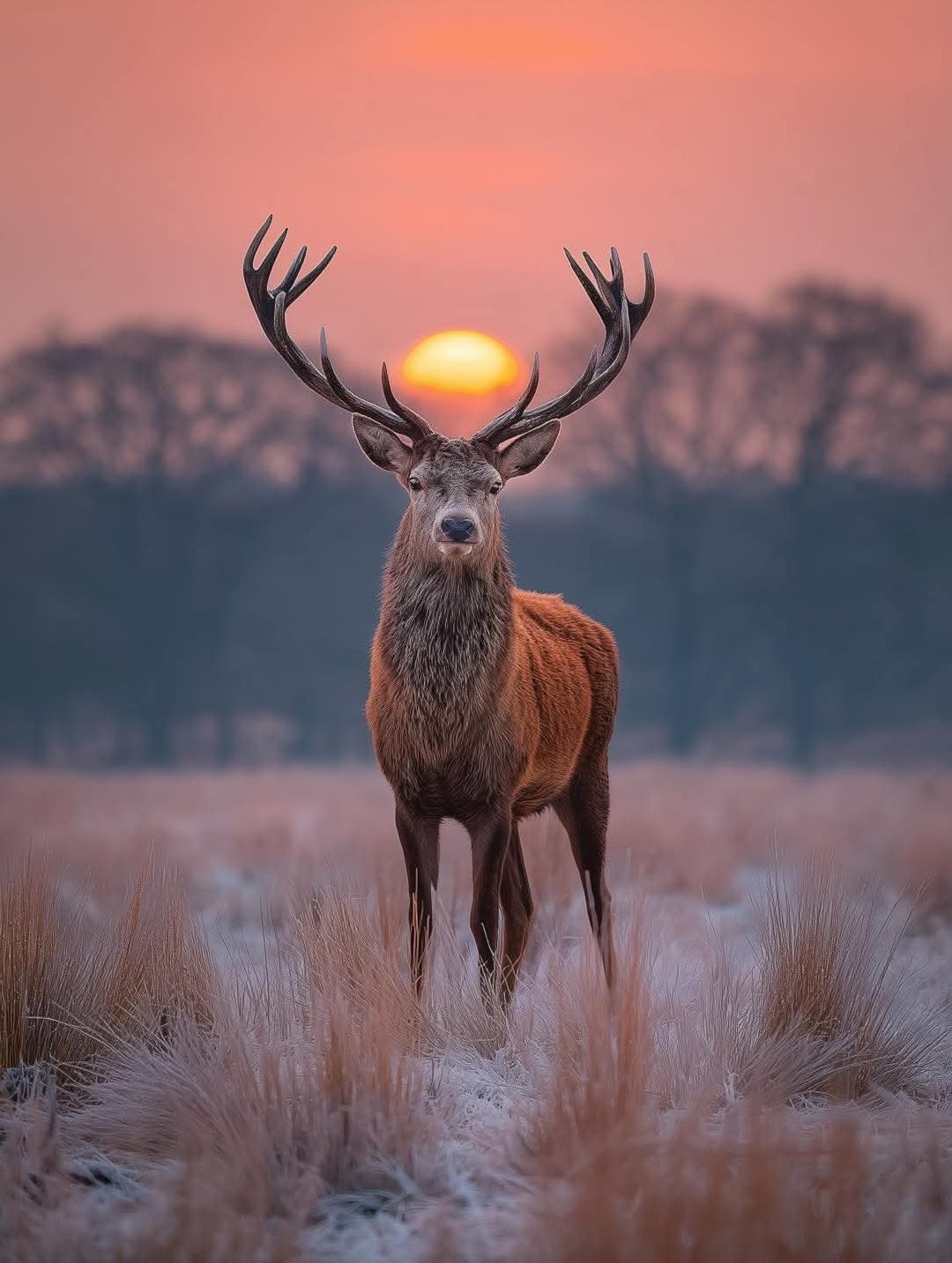 朝阳为雄鹿加冕，宛如王者 👑🦌🌅
📍英国 凯恩戈姆斯国家公园 ​