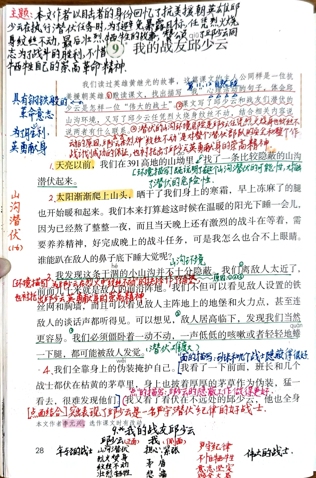 六上语文备课9《我的战友邱少云》