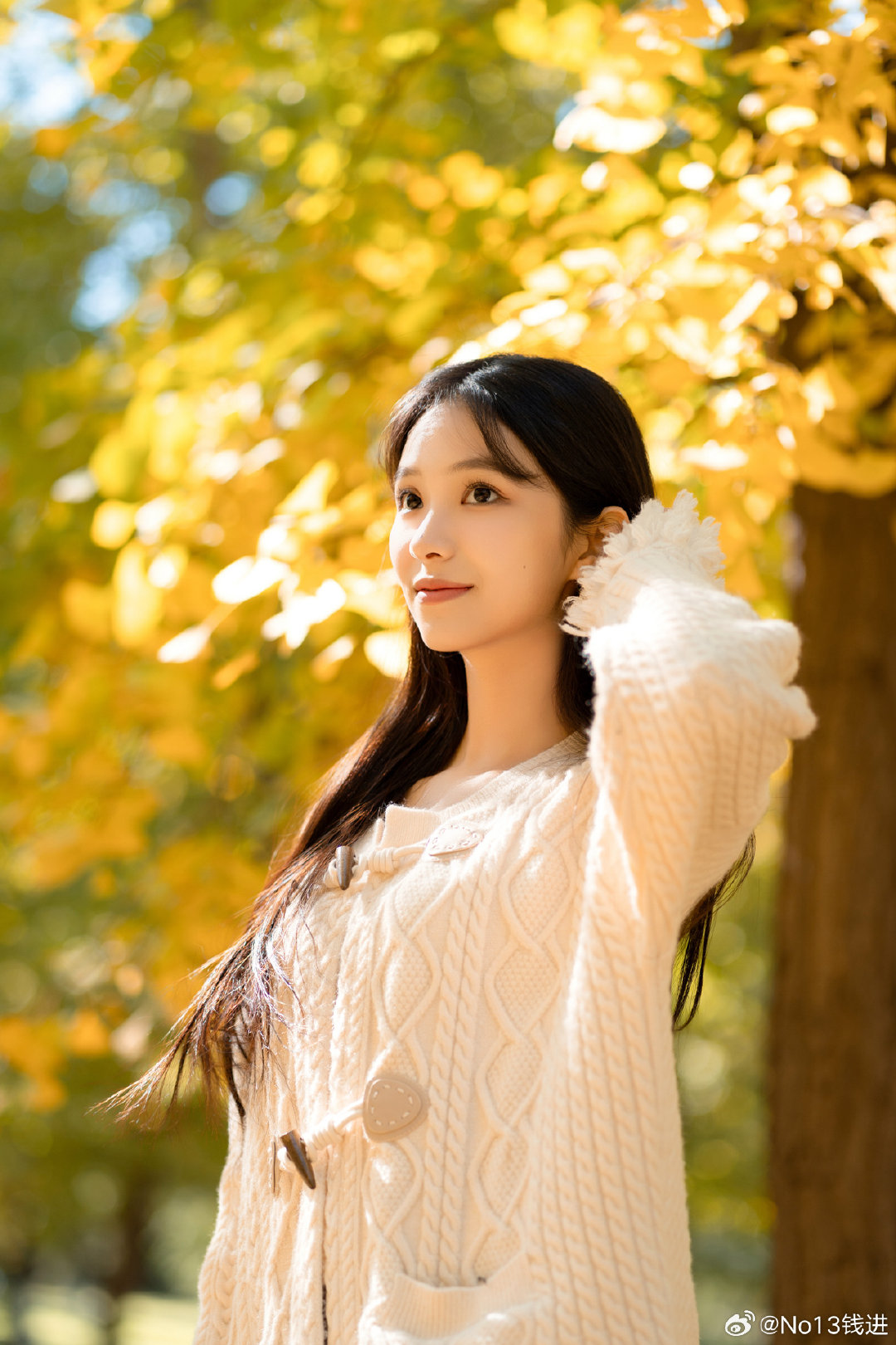 赴一场秋日之约 在银杏林拍到了发光少女🍂

秋日的银杏林里的阳光真的自带柔光
按银杏拍照公式无脑搭配——软糯毛衣 + 阳光秋景
不用刻意摆拍，在林间感受风与阳光，整个人都变得柔和，随便一拍都很出片
📍奥林匹克森林公园
北京秋景下周大量进入观赏期。比较早的胡同街巷这周末进观赏期

 🎥北京平面、视频摄影师钱进，定制拍摄
摄影教学/北京摄影面授课

#北京约拍##秋天拍照##银杏写真#
