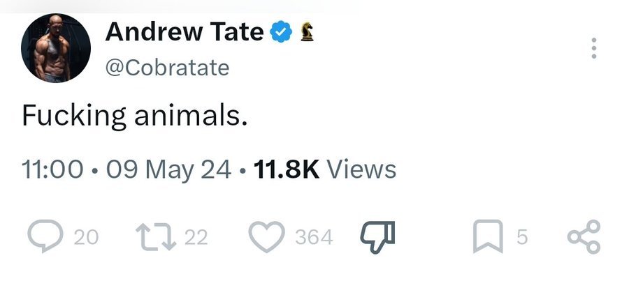 他的粉丝说Tate从不说谎，但我没想到是字面意义上的从不说谎 ​​​