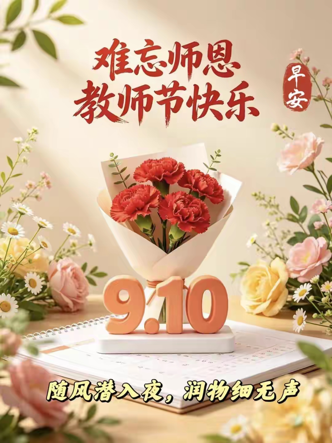 今天是9月10日，农历七月二十九，迎来了第42个教师节，祝愿天底下所有的老师们，节日快乐，桃李满天下，春晖遍四方，感恩相遇，感谢有您！
​老师，辛勤的园丁，也是人类灵魂的工程师，&