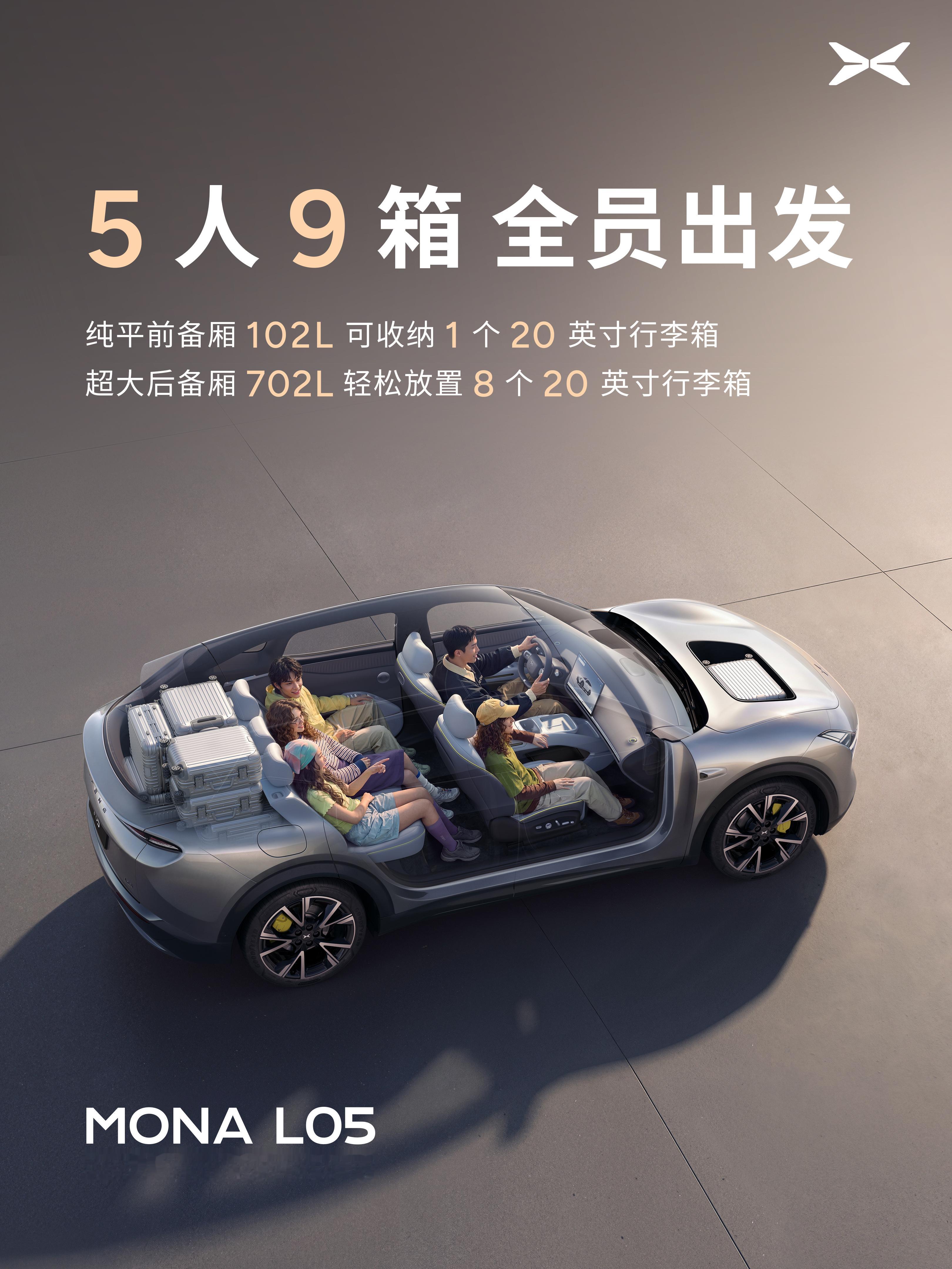 #MONAL05年轻人的首款大五座SUV##MONAL05首发评测# ​
小鹏MONA L05今晚预售！这台年轻人的大五座SUV该是什么样的？何小鹏给出三个标准：必须好看、必须够大、必须聪明。颜值方面，确实没得说。由前法拉利设计师胡安马·洛佩兹带队，历时三年打磨。低趴、宽体、流线、肌肉感，一眼记住。而87%得房率，带 ​