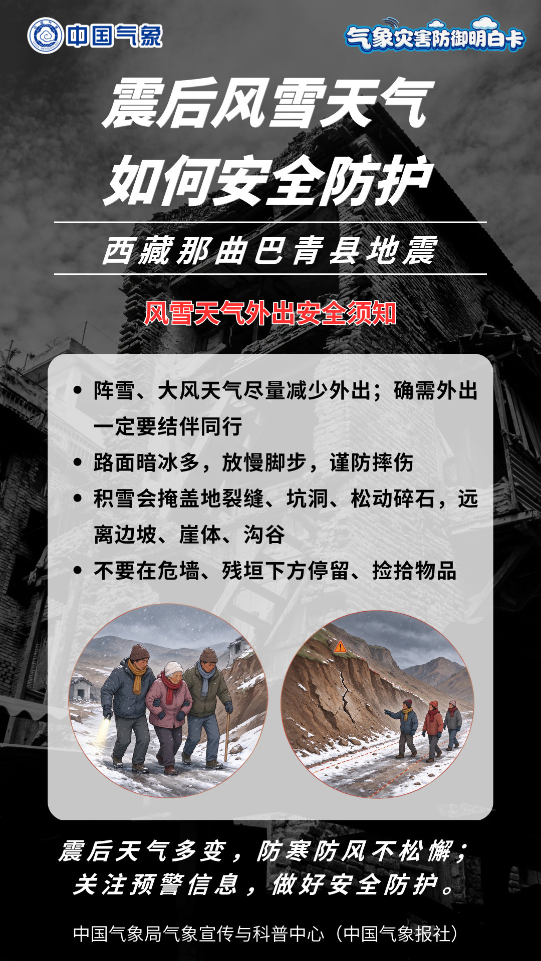 #直击西藏那曲地震救援# 震后风雪天气 如何安全防护？#西藏那曲巴青震区天气# [并不简单] ​