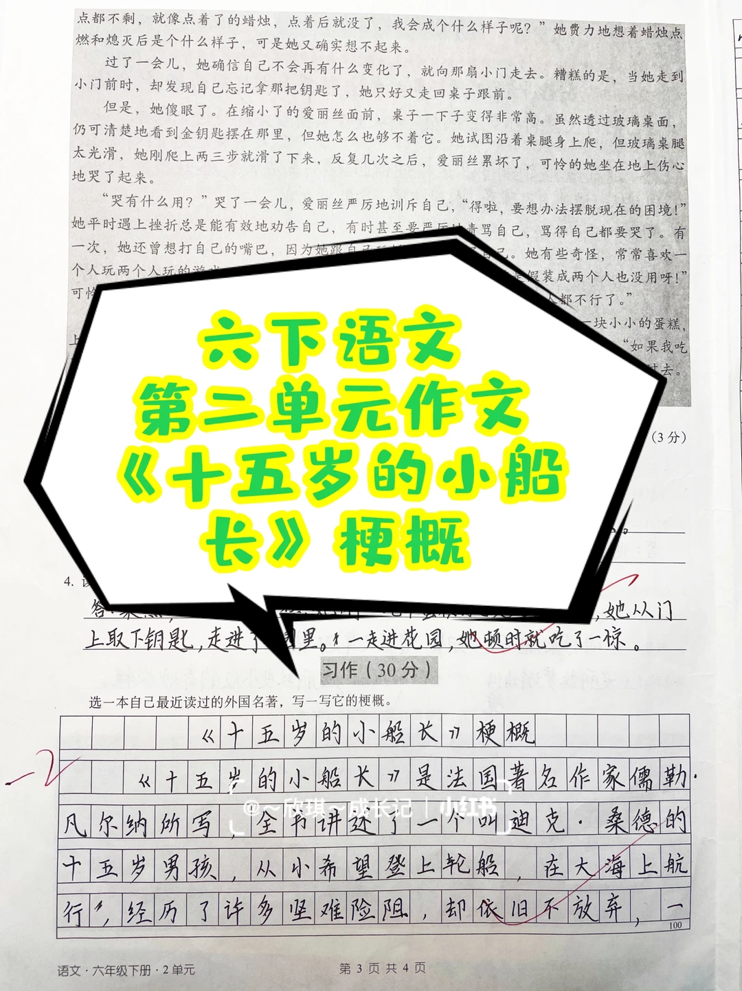 第二单元作文《十五岁的小船长》
