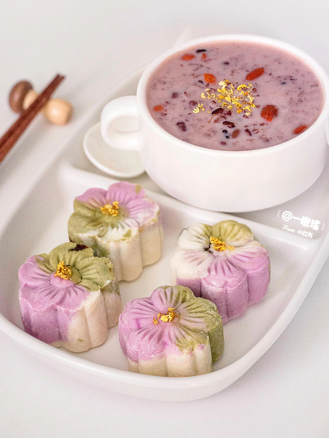 中式早餐🏮免烤箱山药枣泥糕🌸&黑米牛奶粥