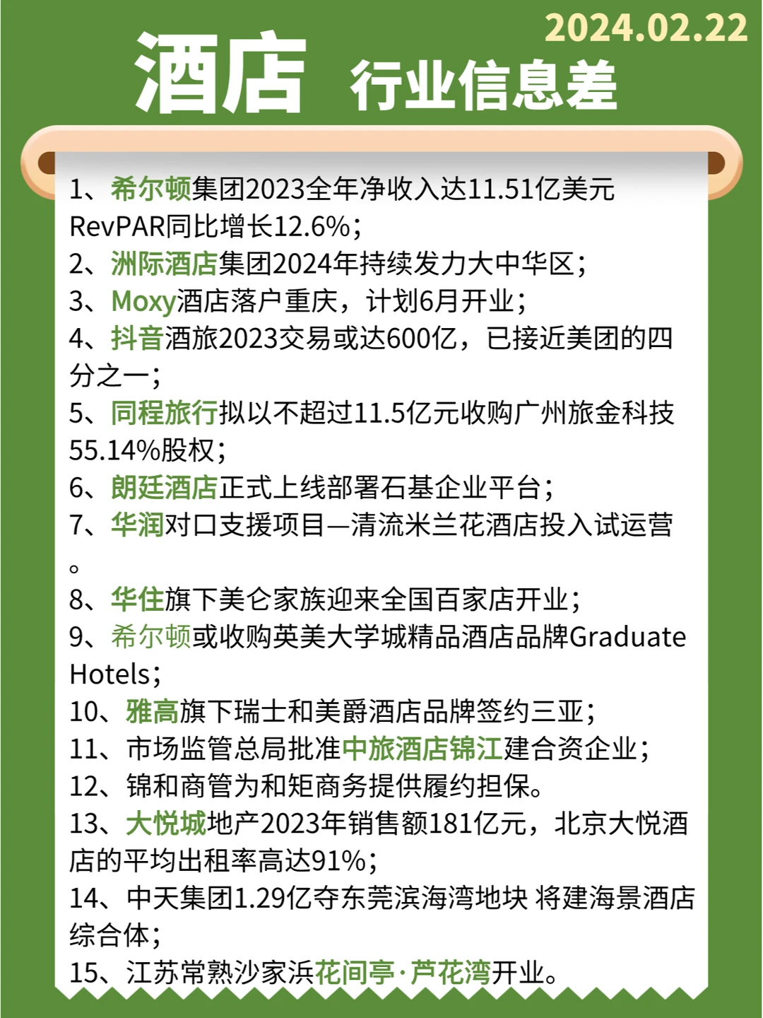 【酒店】行业信息差