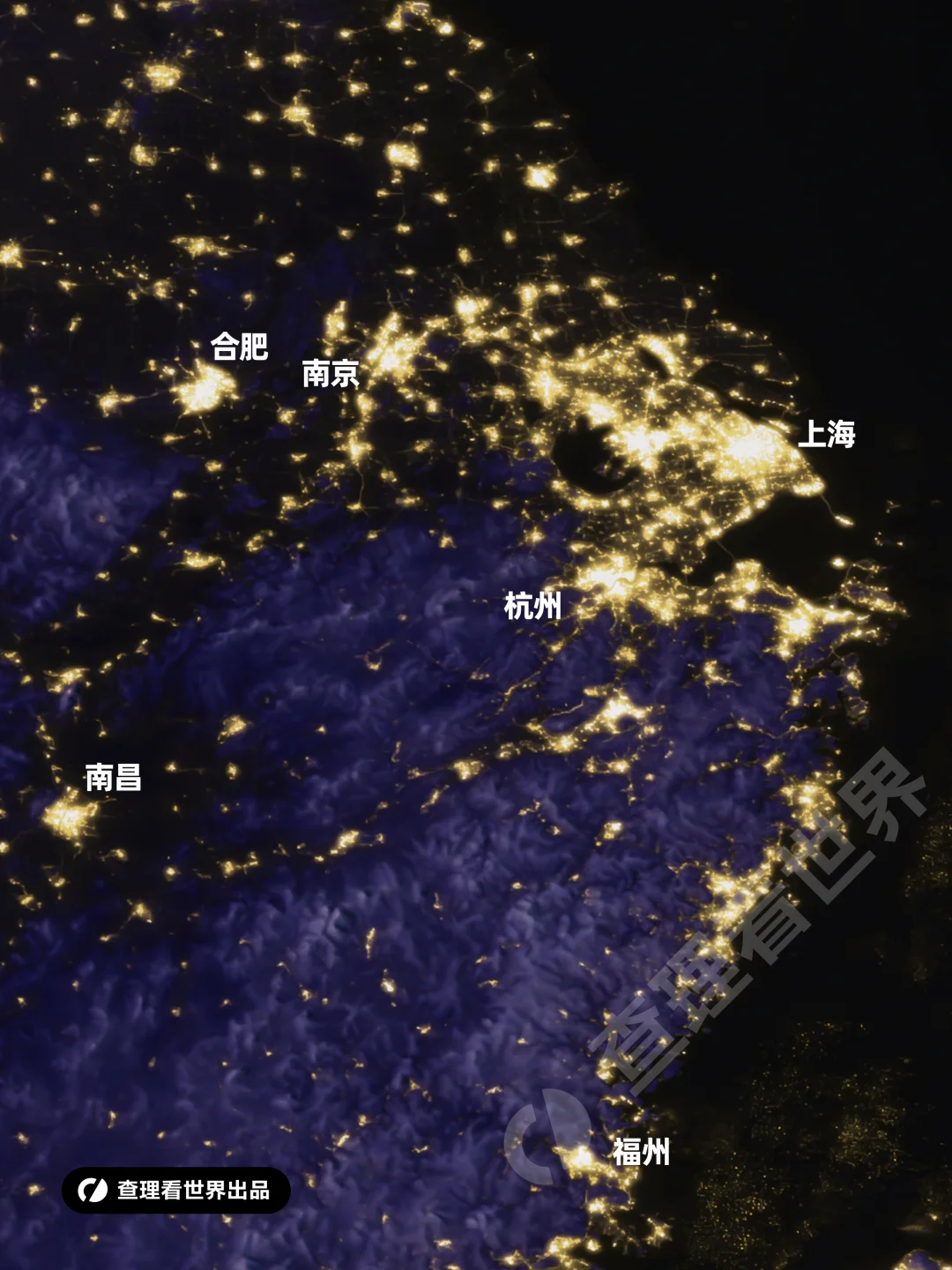 高达1亿像素的超大尺寸中国夜景地图