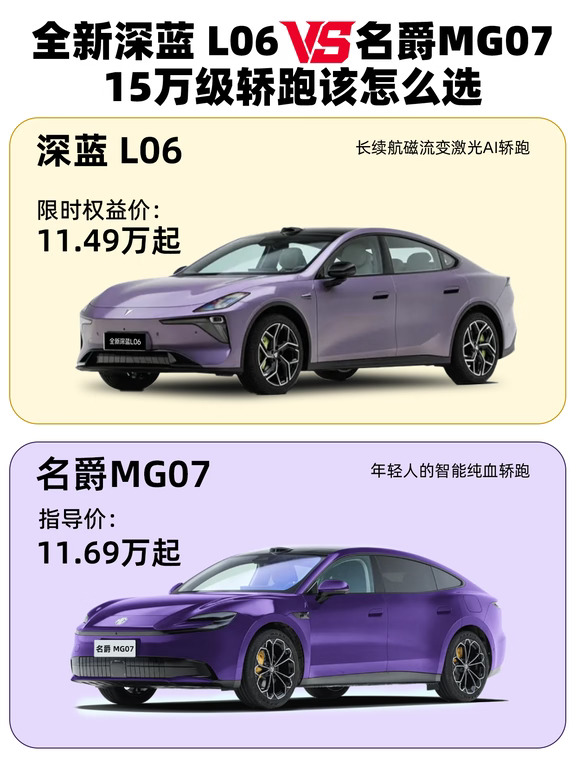 全新深蓝L06上市｜15万纯电轿跑到底选谁？