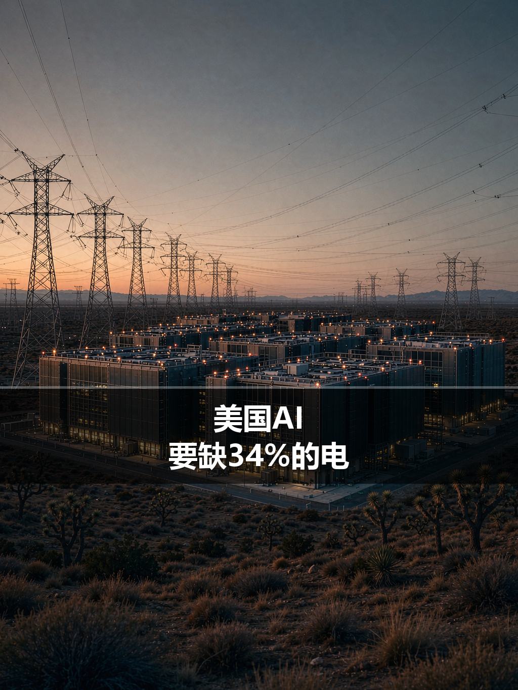 美国投行自己算了笔账：到2028年，AI要缺34%的电

美国的AI，快没电了。
说这话的不是别人，是摩根士丹利。它把&34;缺电&34;算成了一笔可以查证的账——不是喊口号，是列数字。
2026到2028年，美国数据中心的累计电力需求是97吉瓦；在建的数据中心只能覆盖21吉瓦，电网能腾出来的可用容量是19吉瓦