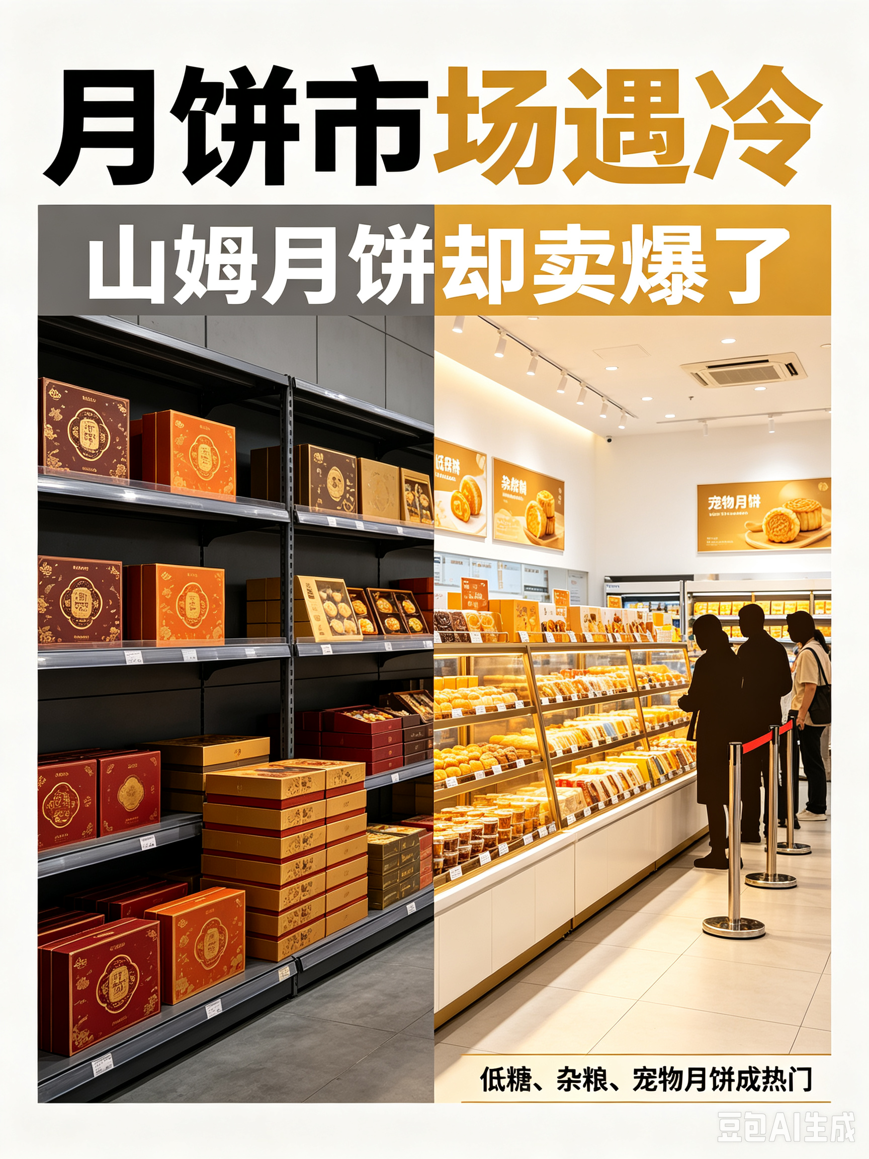 月饼市场整体遇冷，山姆的月饼却卖得火爆，十多款产品直接卖断货，部分代购还会加价转手售卖。
 
不少品牌为了拉动销量，纷纷打出折扣，市场整体的消费热度，和往年相比有明显回落。可山姆这边的情况完全不一样，线上商城里面，大量月饼显示补货中，不少款式点不开下单按钮，只能设置到货通知 。
 
商家今年推出的品