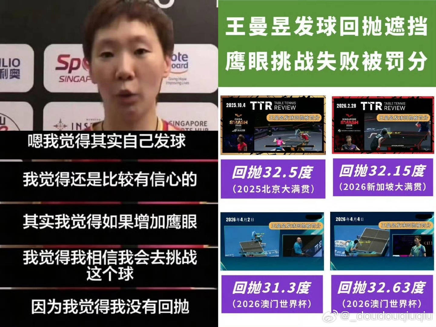 #孙颖莎 马琳# 
马指导什么时候像指导王曼旻一样指导莎莎呢
顺便记得规范一下女队除了莎莎之外的人的发球呀 ​