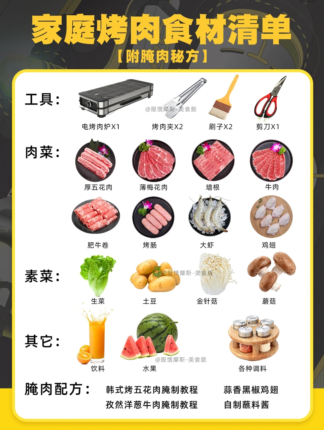 🔥家庭烧烤必备食材工具清单，一站式准备
