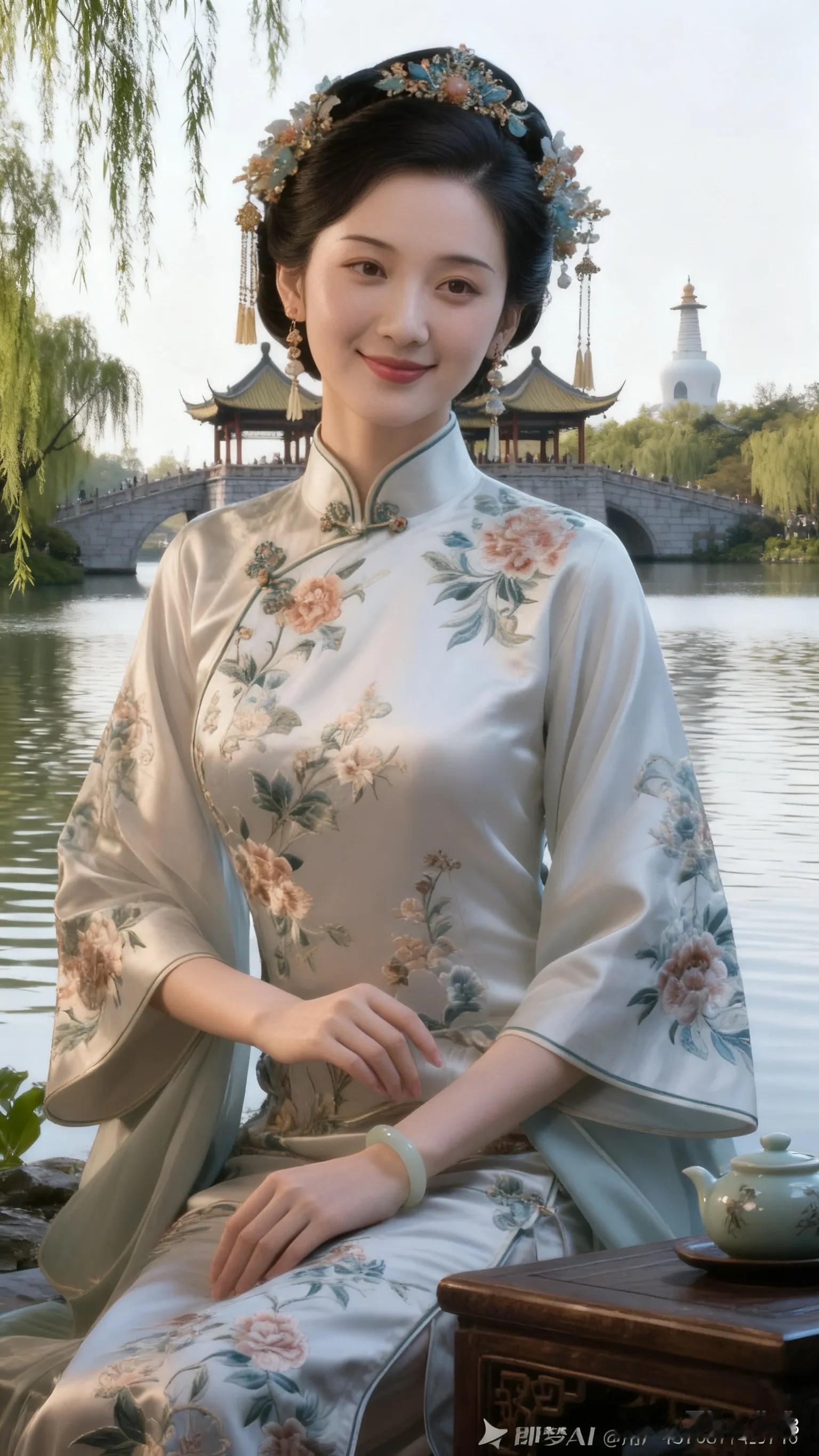 西湖美女端庄优雅