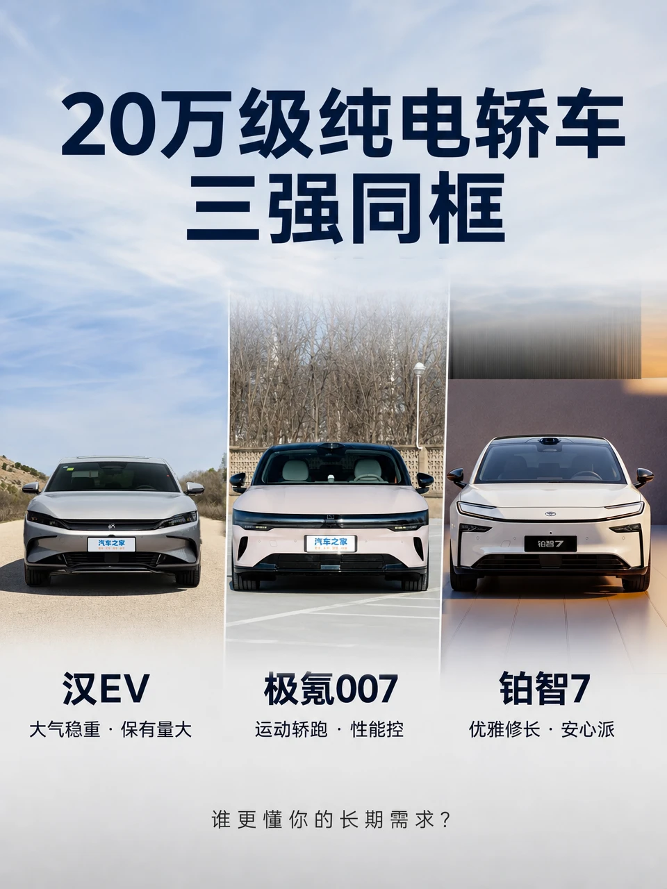 20万级纯电轿车/SUV，安心用车哪家强？
