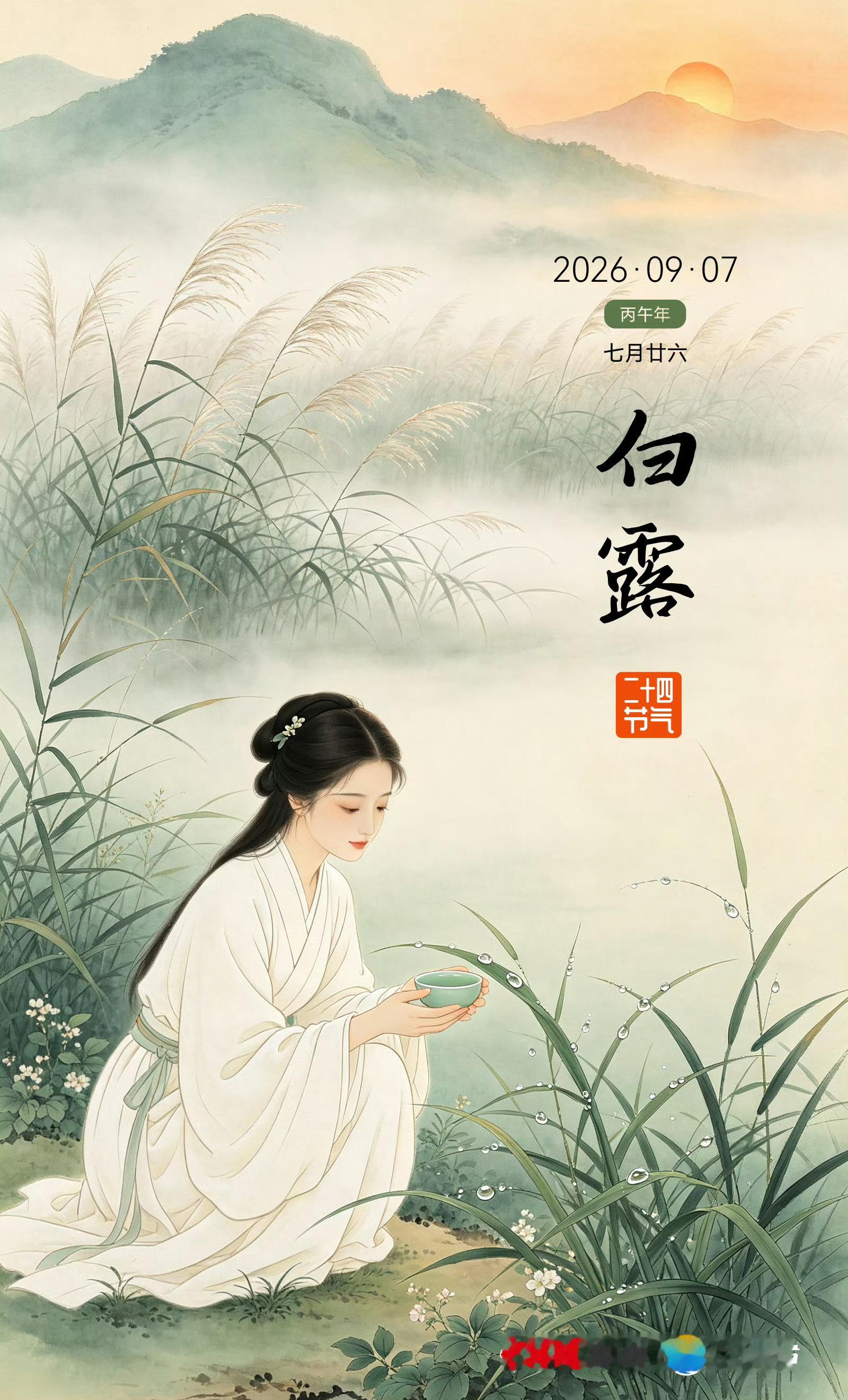 #早安[超话]##天涯问早# “露从今夜白，月是故乡明。”🌙 #白露# ，盛夏的收梢，仲秋的序章🍂。万物从繁盛走向沉静，稻浪翻金🌾，果香盈袖，天地间自有一派从容[吹风车]。愿这秋风能吹散你所有的烦忧，沉淀下来的，都是岁月馈赠的甘甜与丰盈[心]～早安[兔子]

“白露秋分夜，一夜凉一夜”💧， ​