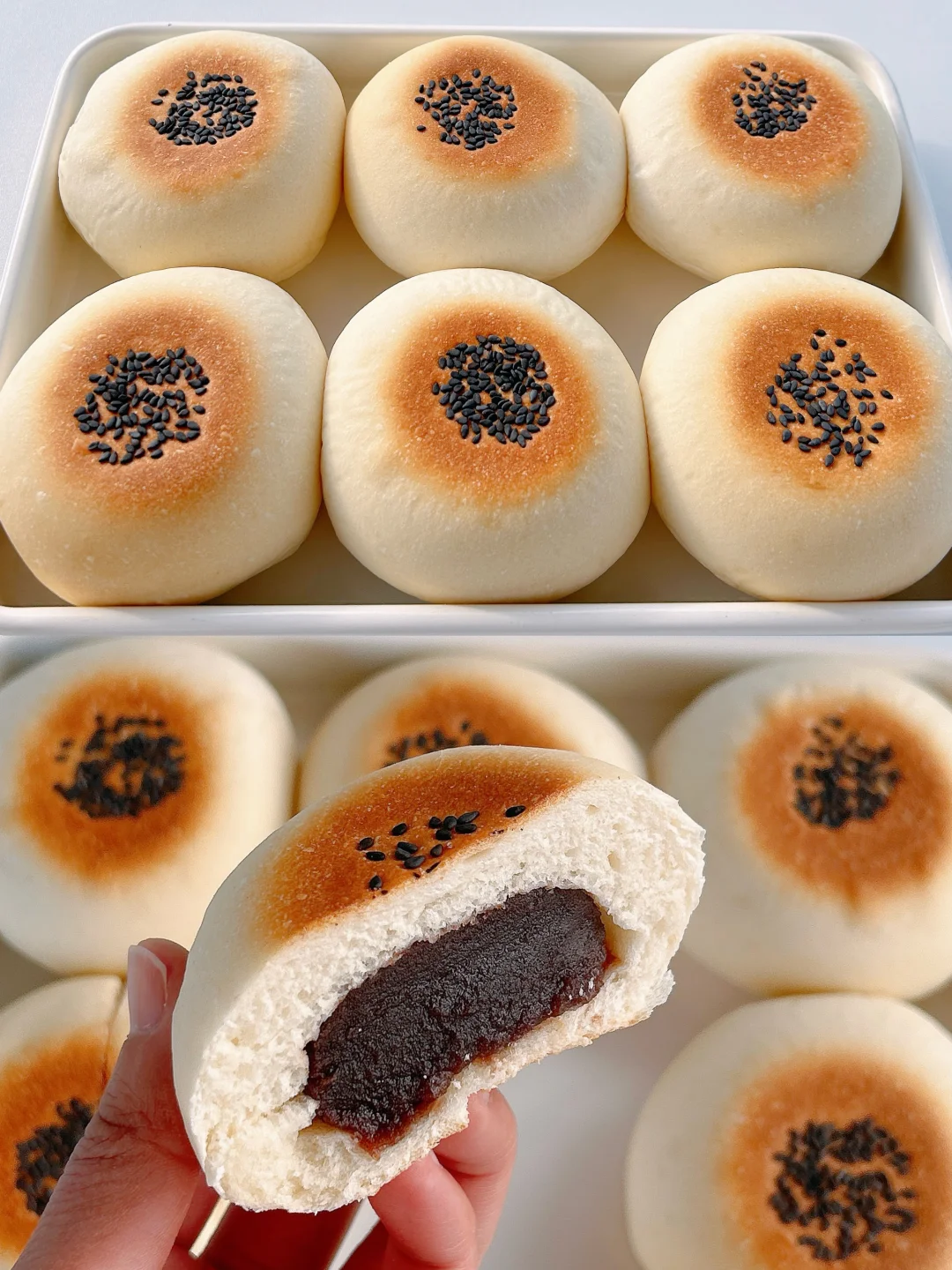 低糖低油‼️软乎乎的日式红豆包，一次发酵