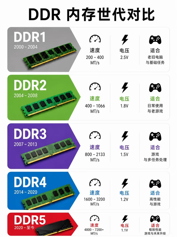 从DDR1到DDR5