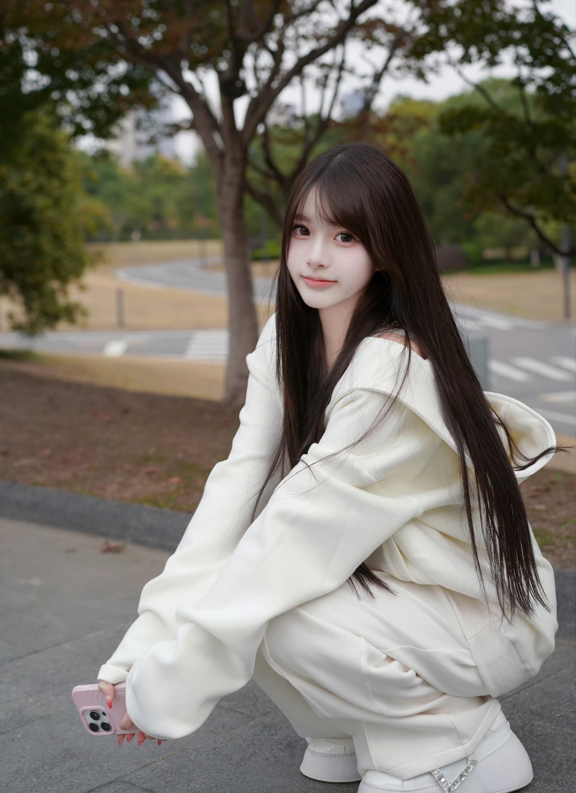 白衣飘飘，如梦似幻。青春美少女