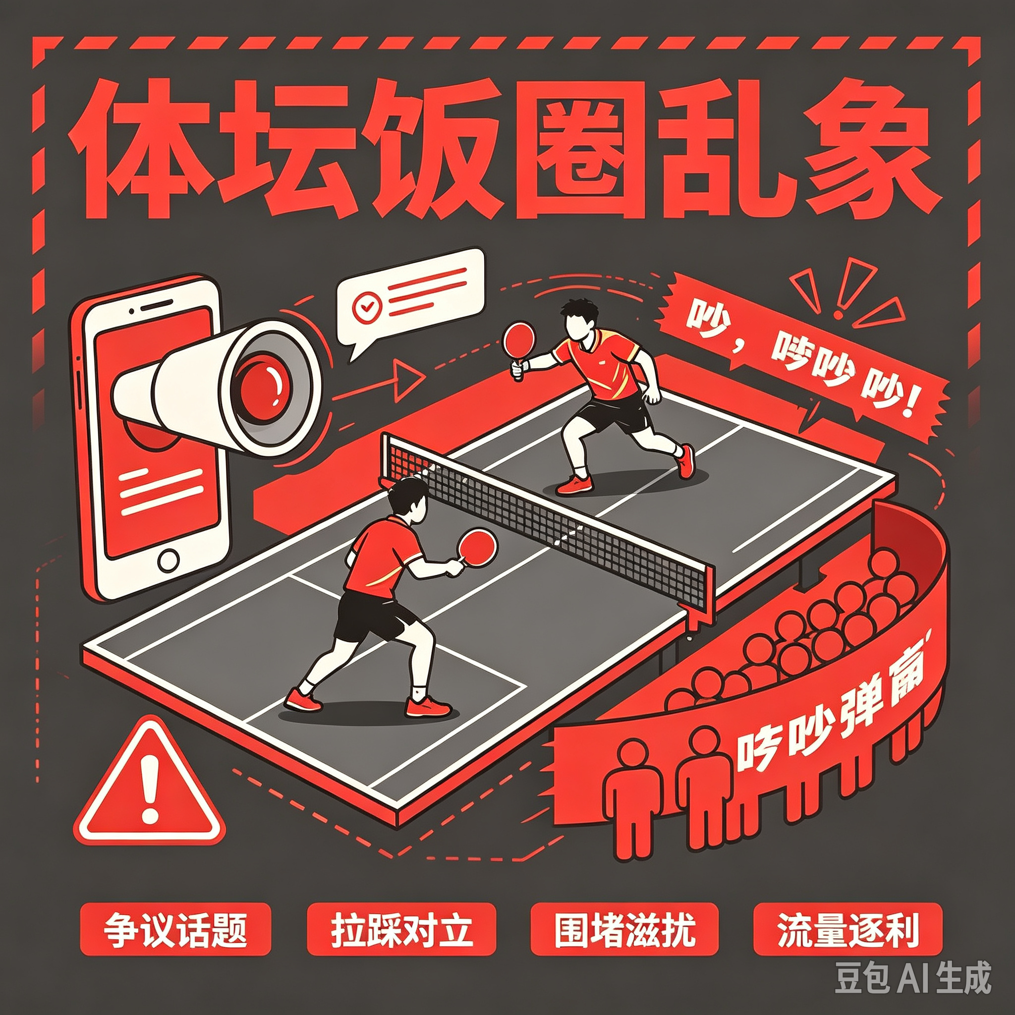 饭圈乱象，不讲体育精神。
把体坛搞得乌烟瘴气，乒乓球更是重灾区。
这一点，不用讳言。
 
往根上看，饭圈的本质是什么？
核心就是资本逐利，背后兴风作浪。
资本有组织、有计划、有目的，
制造矛盾，挑动对立，最后收割流量，变现获利。
 
乒乓球饭圈风气，是