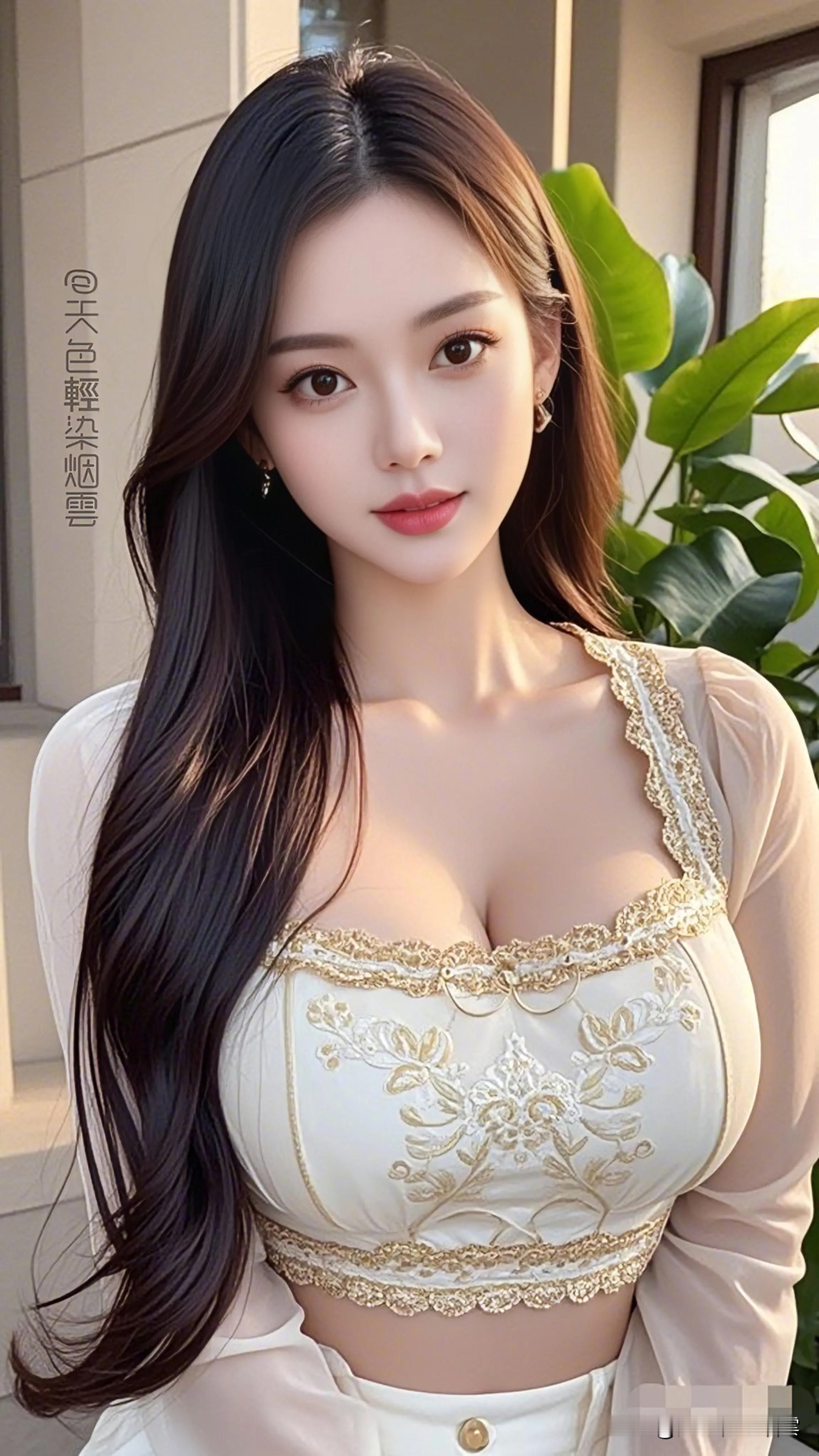 甜美少女风，优雅蕾丝内衣，清新自然背景。原创高清美图，谢谢你的关注！