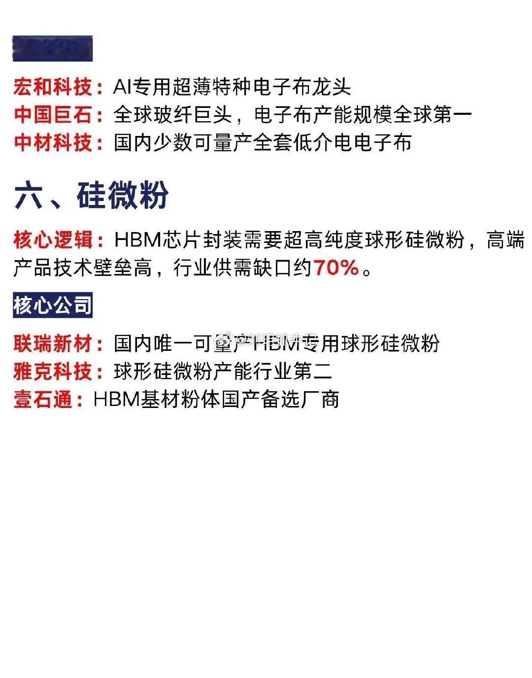 PCB六大紧缺材料全梳理
AI算力爆发带动PCB需求暴涨，高端PCB上游材料出现明显供需缺口，今天我整理6大紧缺赛道，一文看懂产业链逻辑👇
 
⚠️风险提示：仅为行业信息分享，不构成任何投资建议 ​