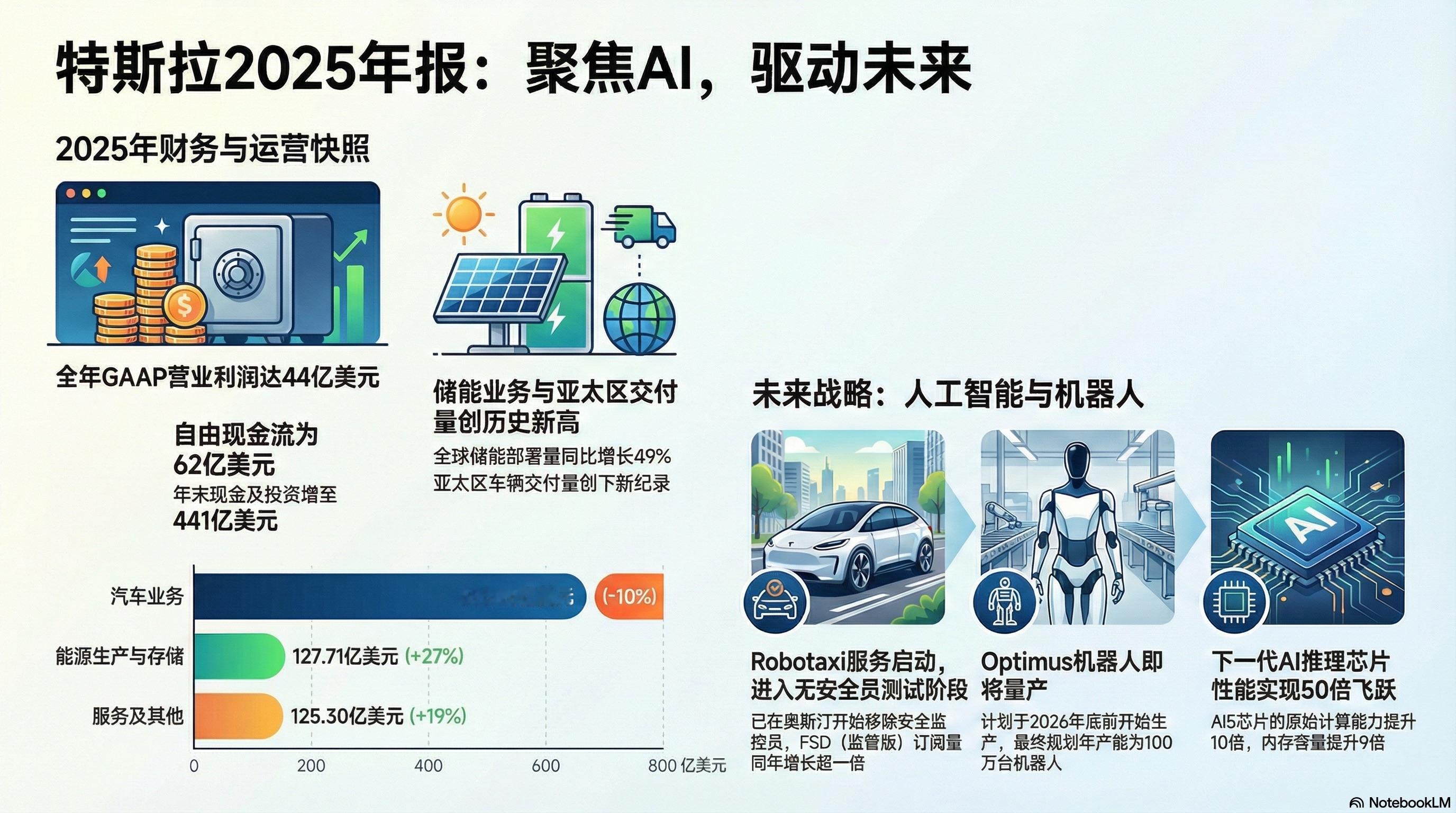 2025年特斯拉向物理人工智能转型。财报显示虽汽车营收下滑，但能源存储...