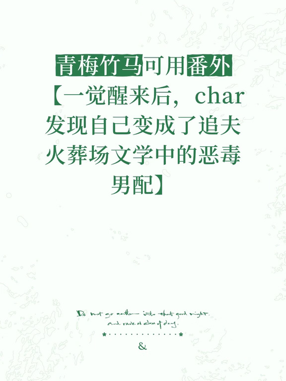 番外【追夫火葬场的恶毒男配】