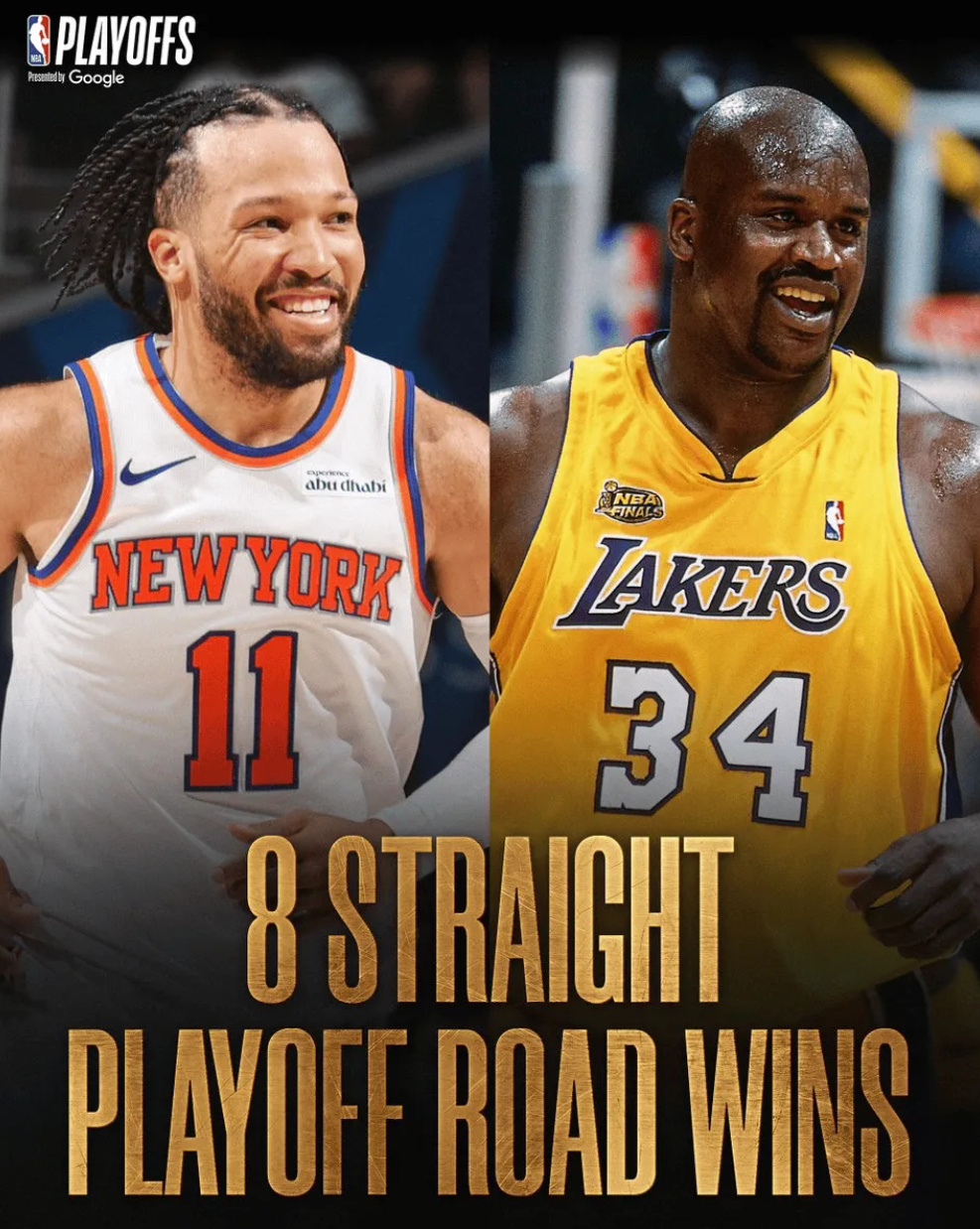 NBA官方：尼克斯季后赛客场八连胜，追平01湖人并列历史最长  NBA...