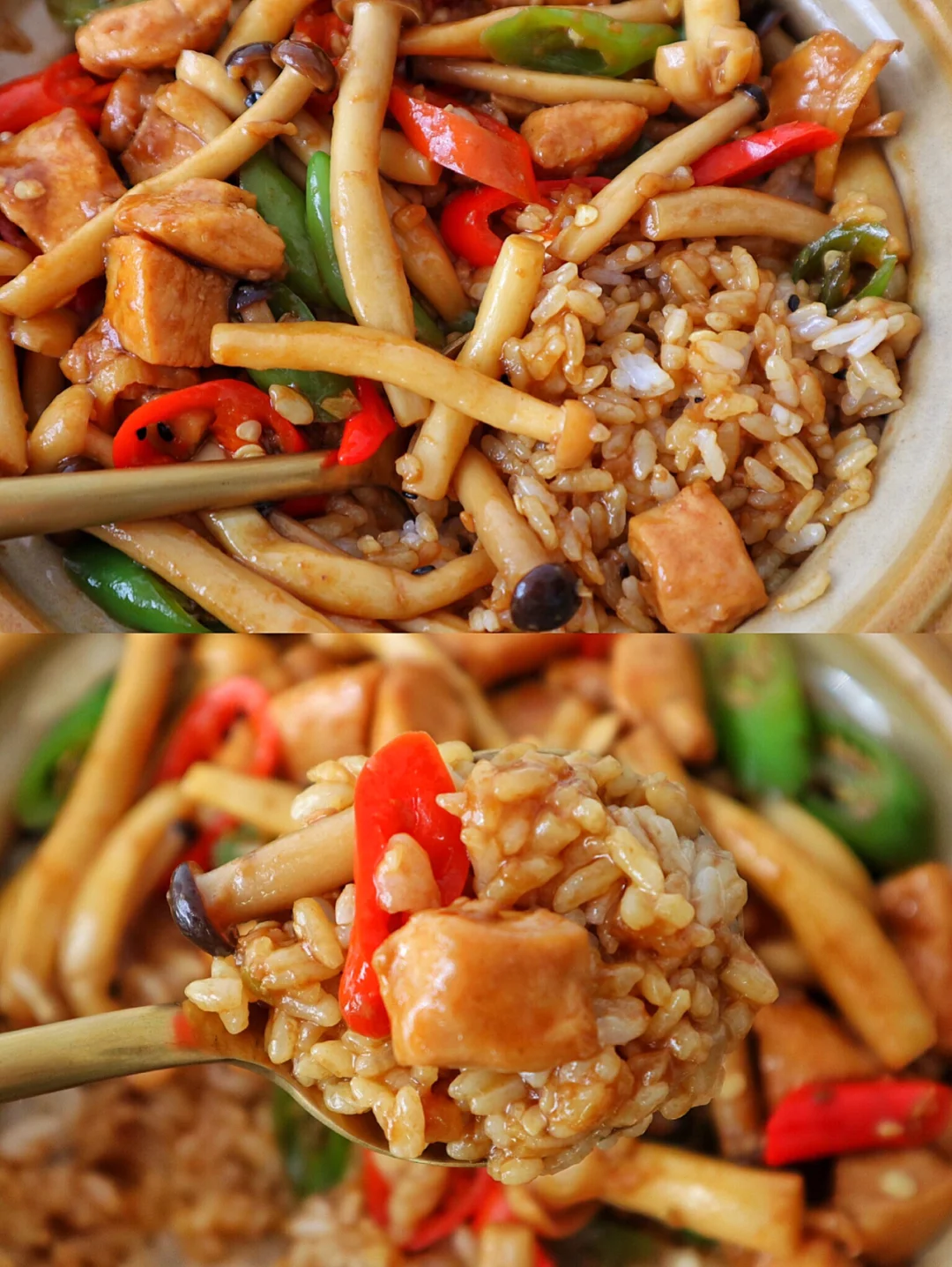 没想到这么好吃的菌菇鸡丁盖浇饭‼️鲜辣下饭