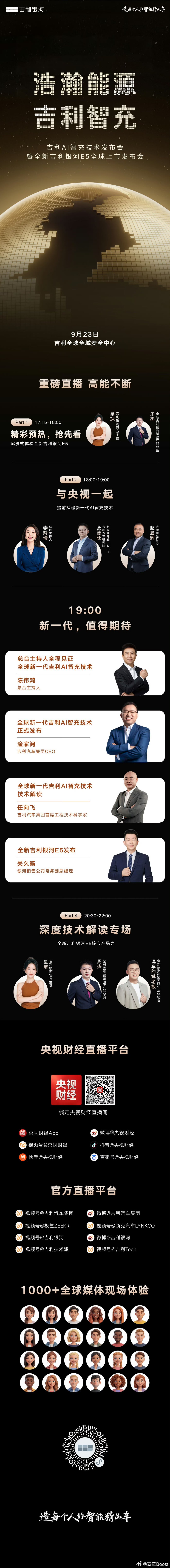 吉利即将推出行业首批充电机器人，兼顾家充与公充两大场景。
 
这套方案依托千里浩瀚G‑ASD辅助驾驶、800V超快充生态，车辆可自动泊入车位，桩臂一体化机器人依靠AI视觉、六组活动关节自主完成插枪充电。此前落地的1.5MW超快充自动充电方案，也是全球首个把泊车辅助与自动充电结合的补能系统，现已在杭 ​