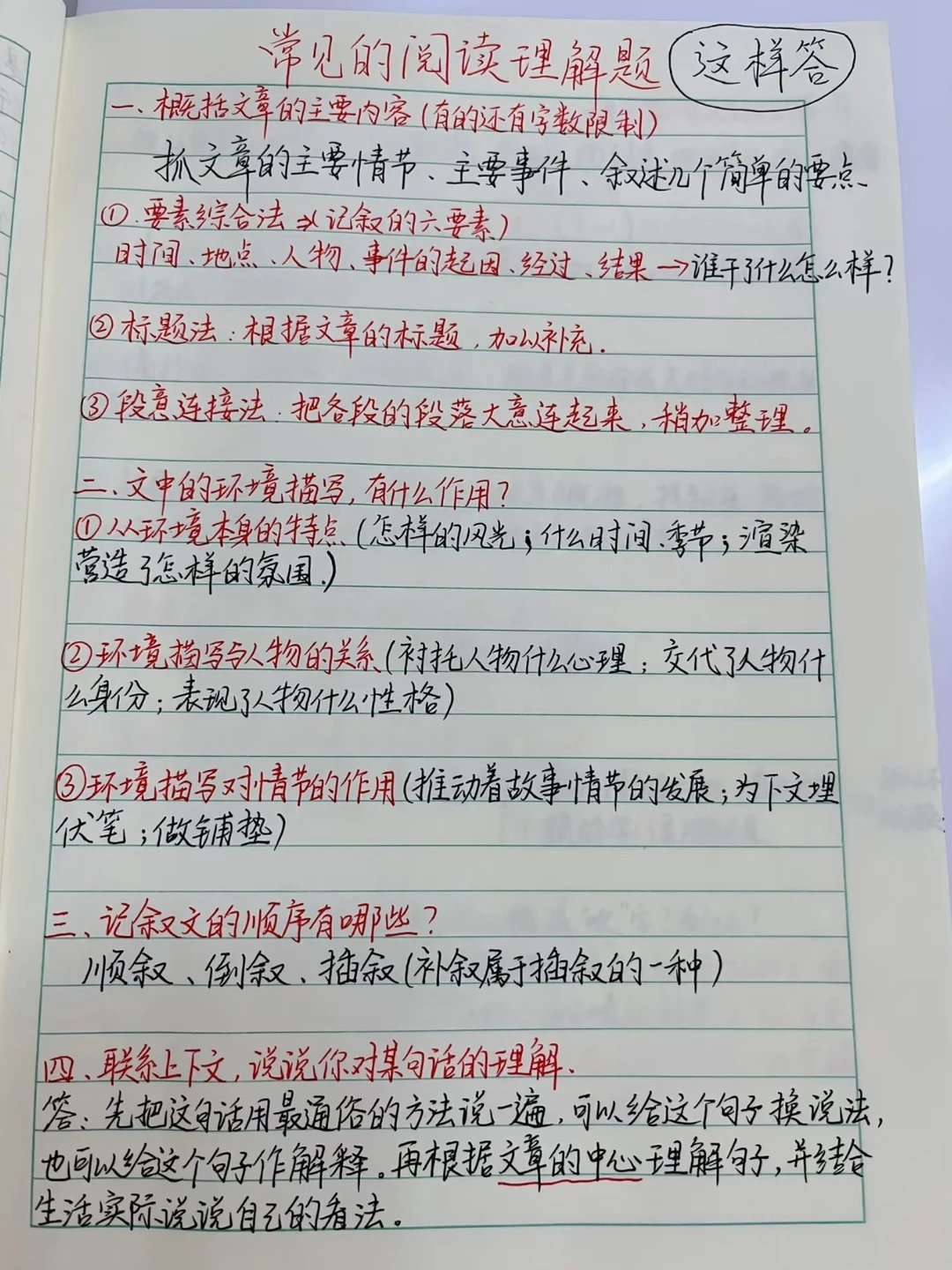 常见的阅读理解题目——这样答