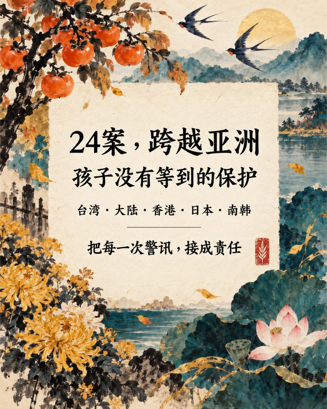 不是 6 个孤立的悲剧。

我们整理 24 案，跨越台湾、大陆、香港、日本与南韩，回看孩子何时已经发出警讯，制度又在哪一段没有接住。

剀剀案提醒我们：收出养等待期的照顾转换、访视、医疗与主管监督，必须是一条不中断的责任链。

台中萱萱案追问：跨县市搬迁后，“完成转案”是否真的等于有人持续看 ​