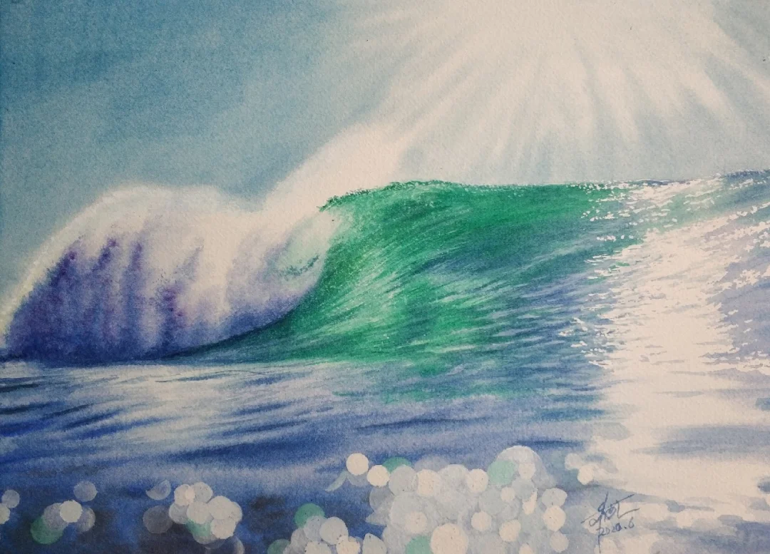 水彩 海浪