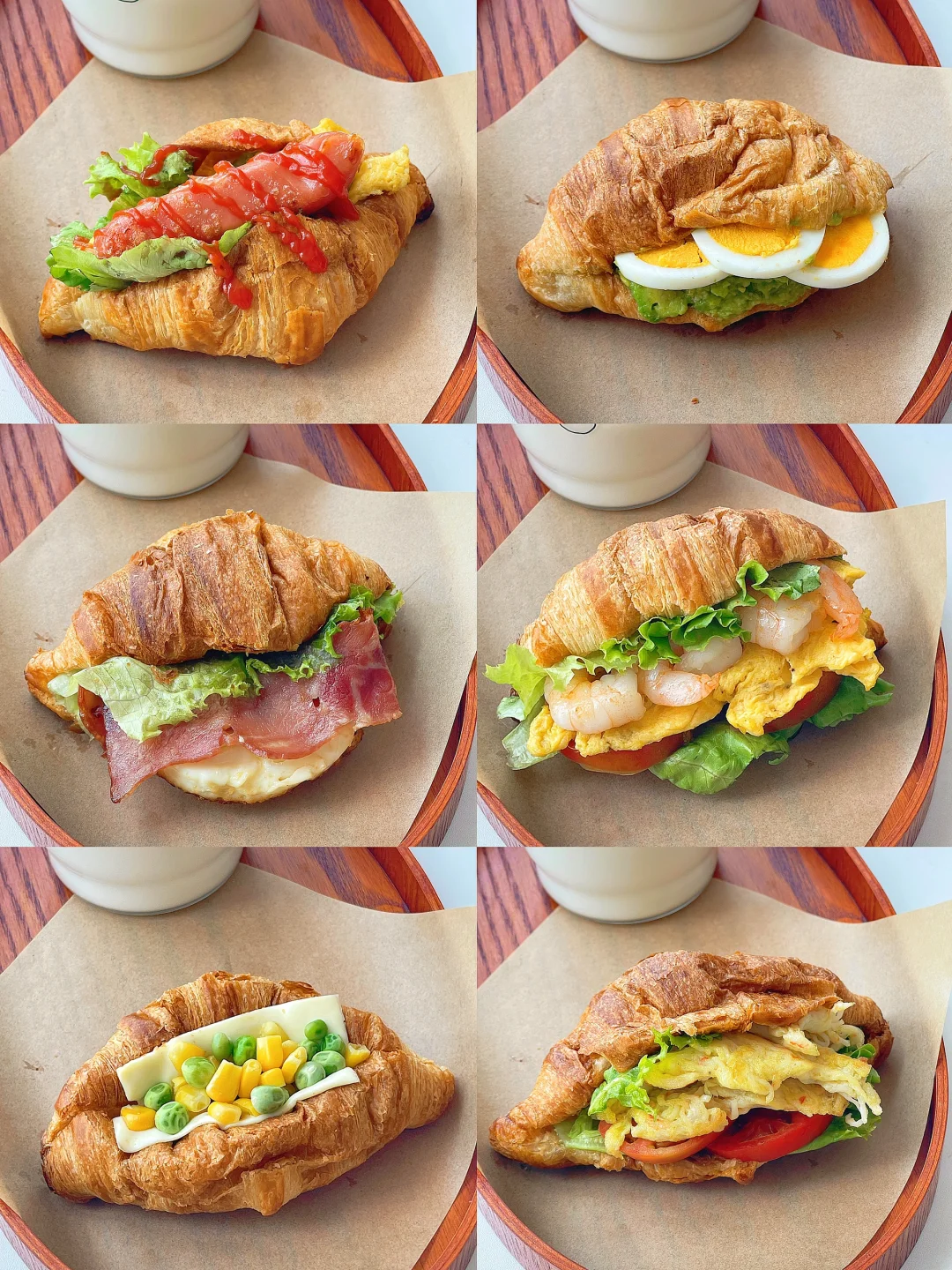 快手早餐❗️可颂三明治一周不重样