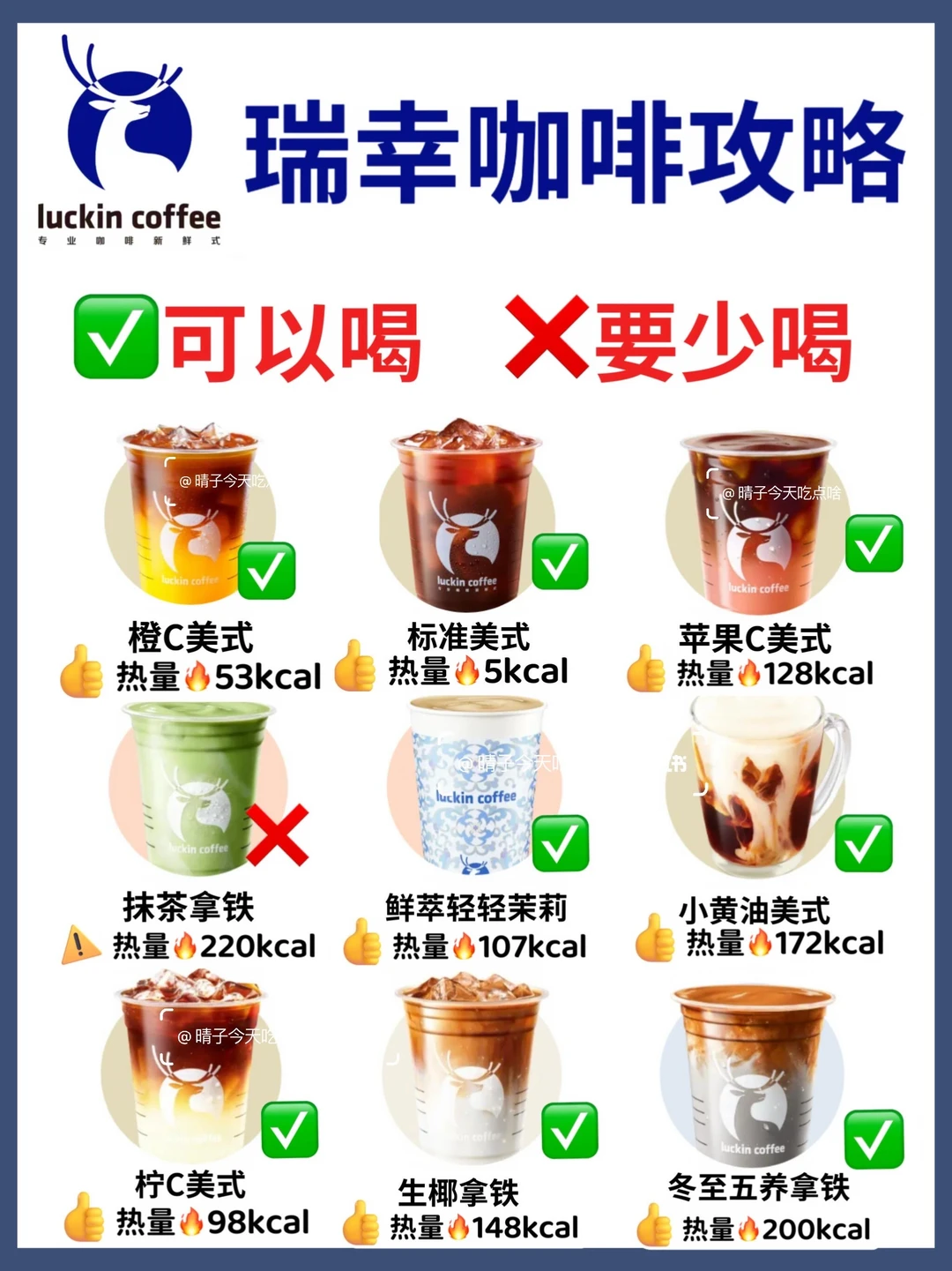 🔥瑞幸咖啡超全热量测评‼️减脂人快收藏