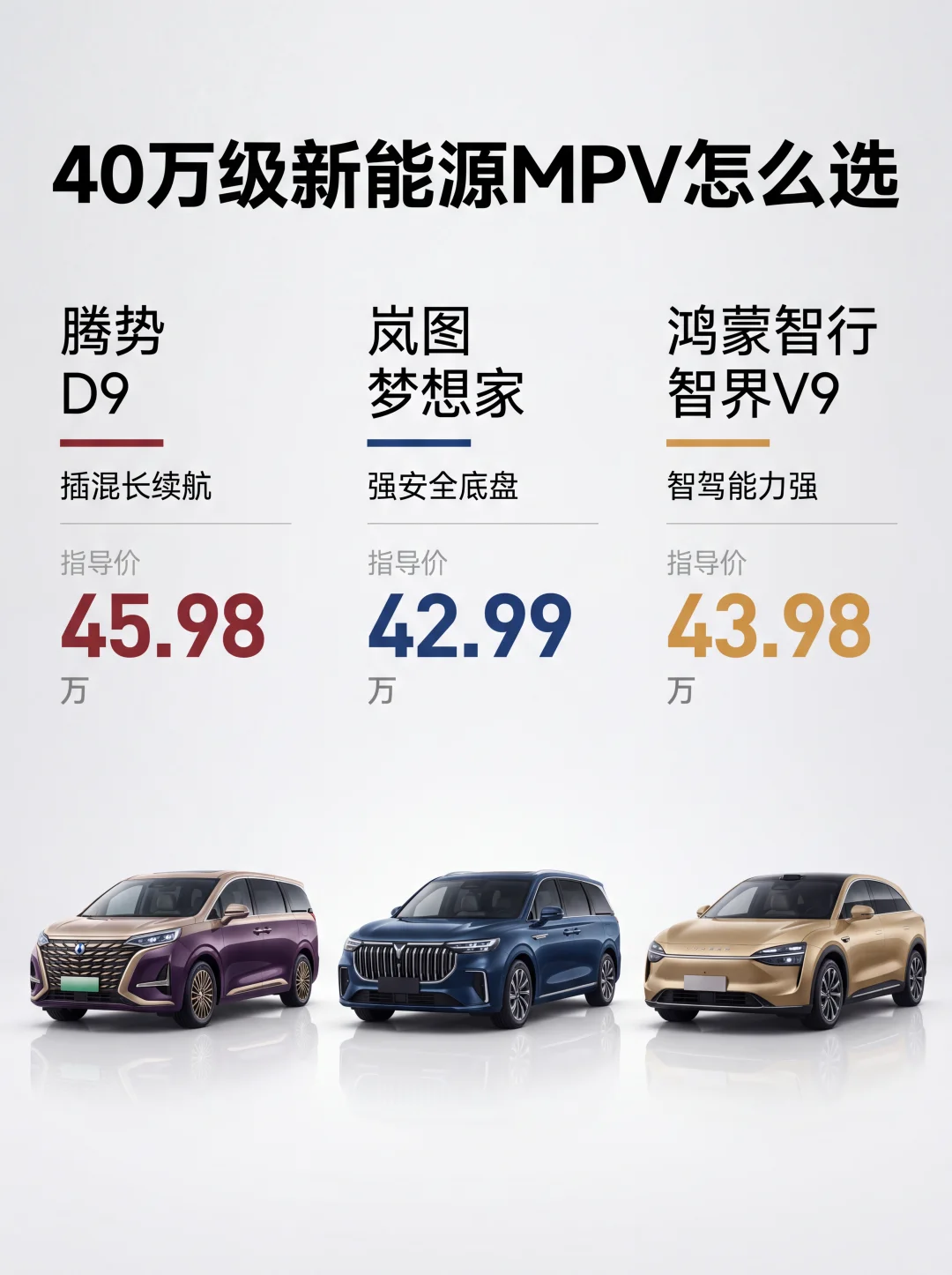 40万级新能源MPV怎么选？三强对决