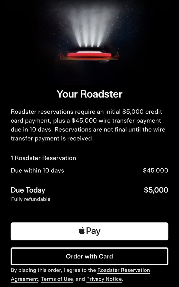特斯拉已在全球重新开放 Roadster 预订！